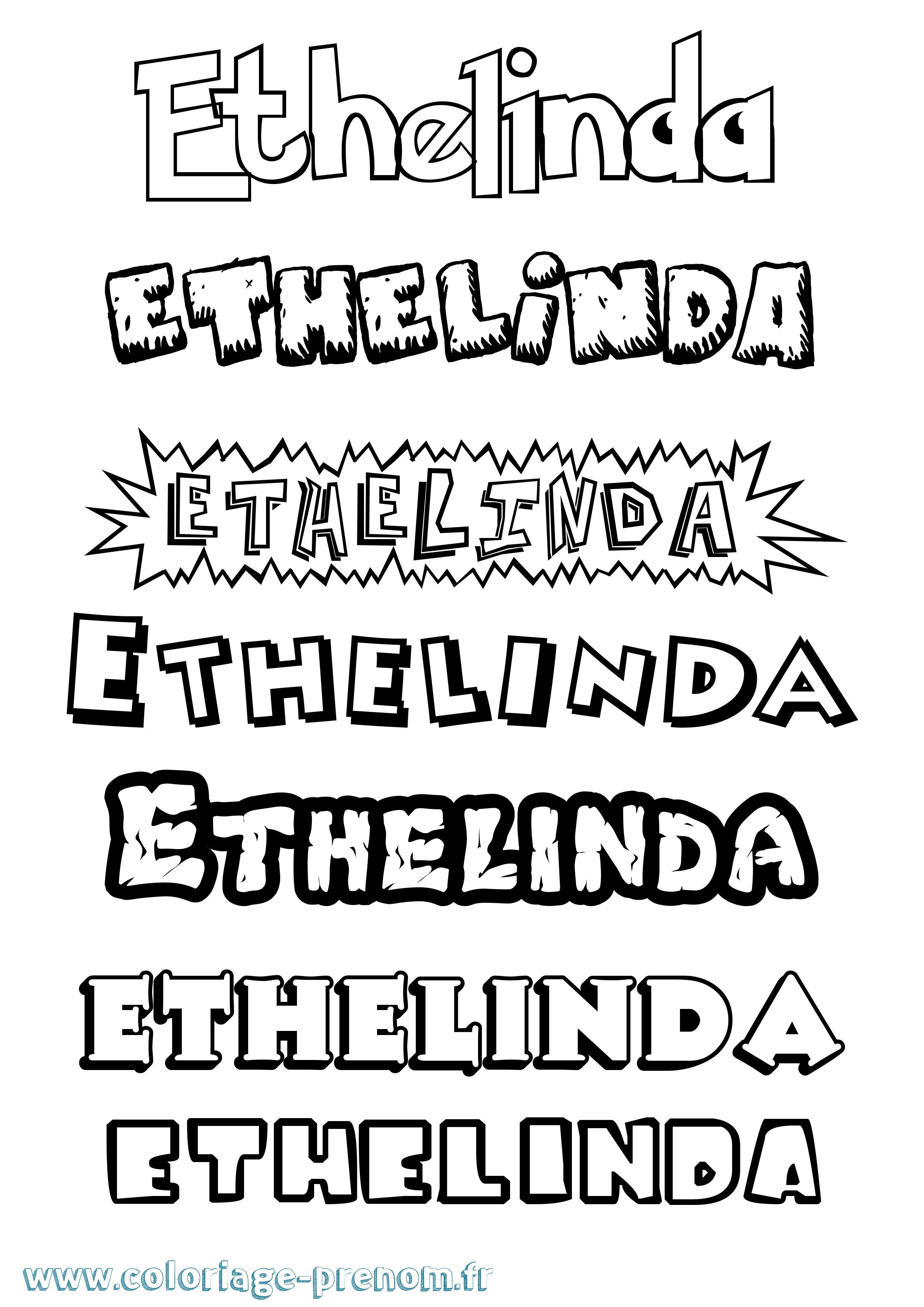 Coloriage Ethelinda Dessin Animé Coloriage prénom Ethelinda Dessin Animé