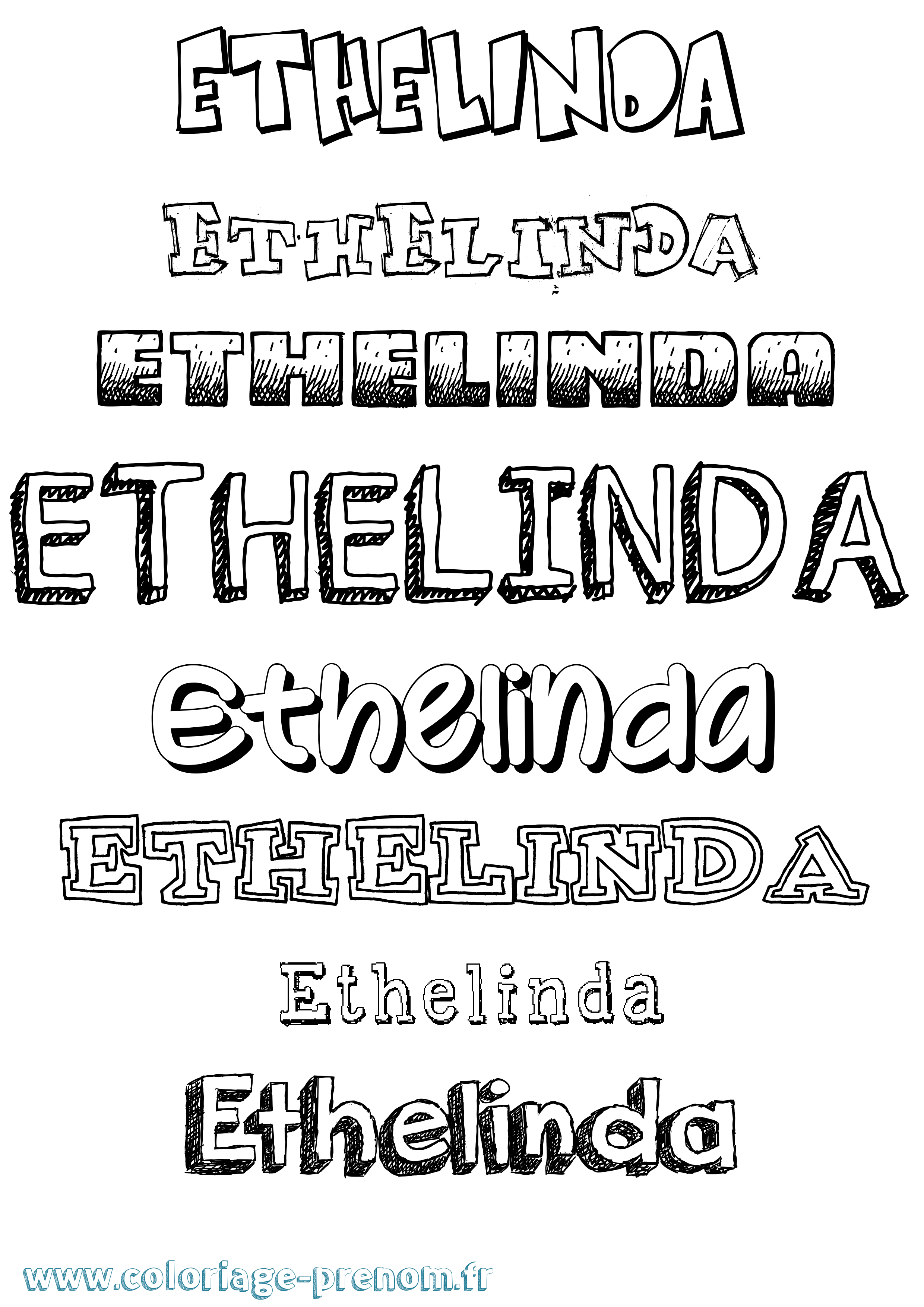 Coloriage Ethelinda Dessiné Coloriage prénom Ethelinda Dessiné
