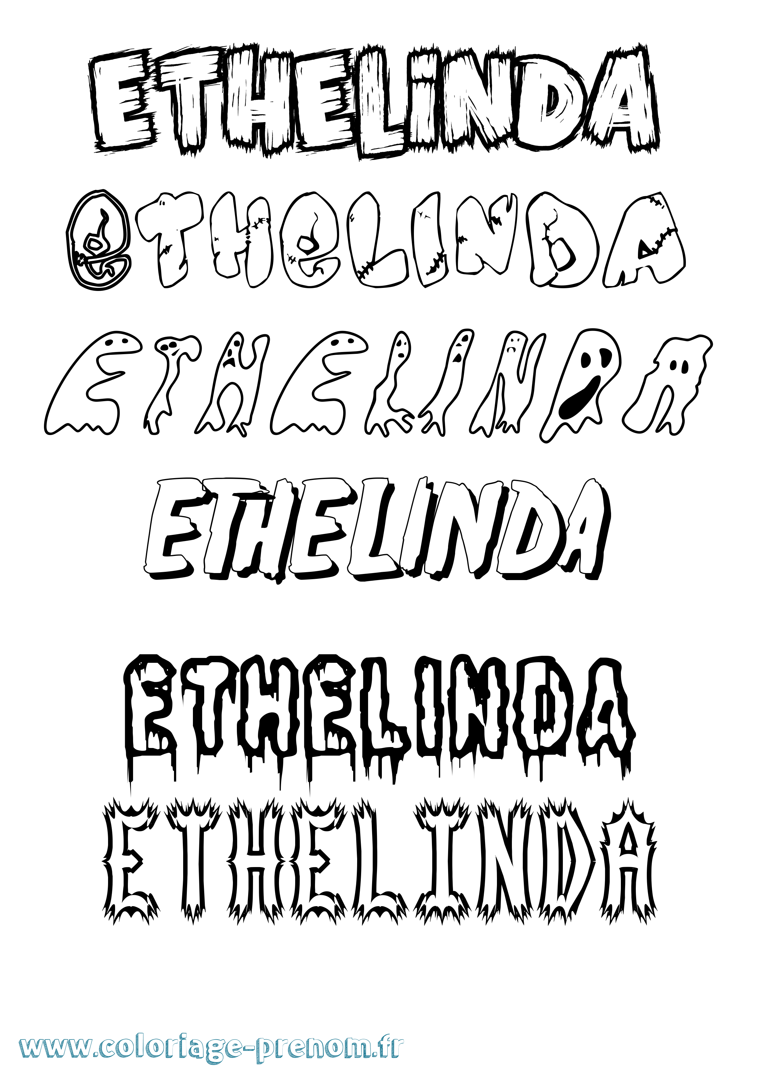 Coloriage Ethelinda Frisson Coloriage prénom Ethelinda Frisson