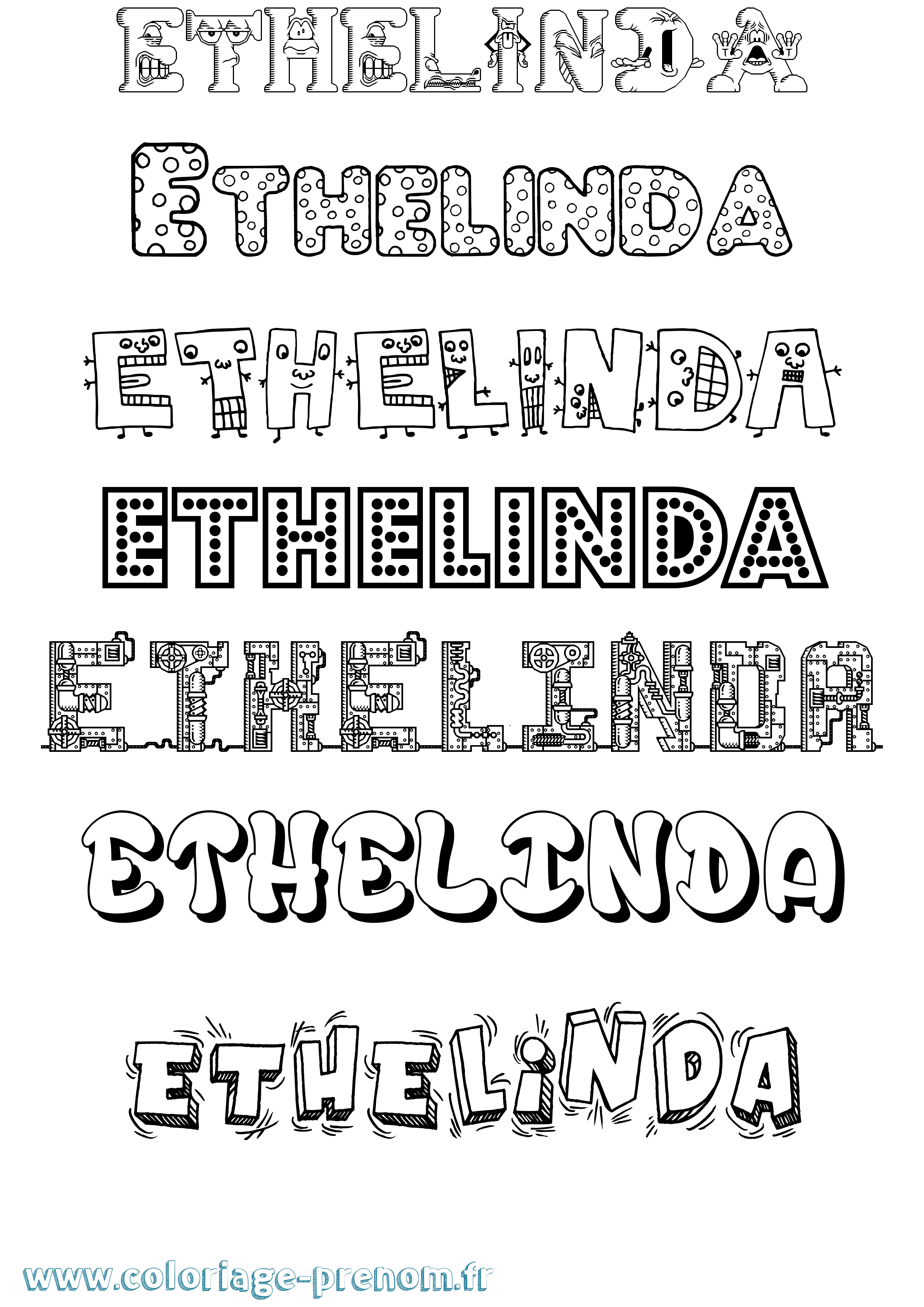 Coloriage Ethelinda Fun Coloriage prénom Ethelinda Fun