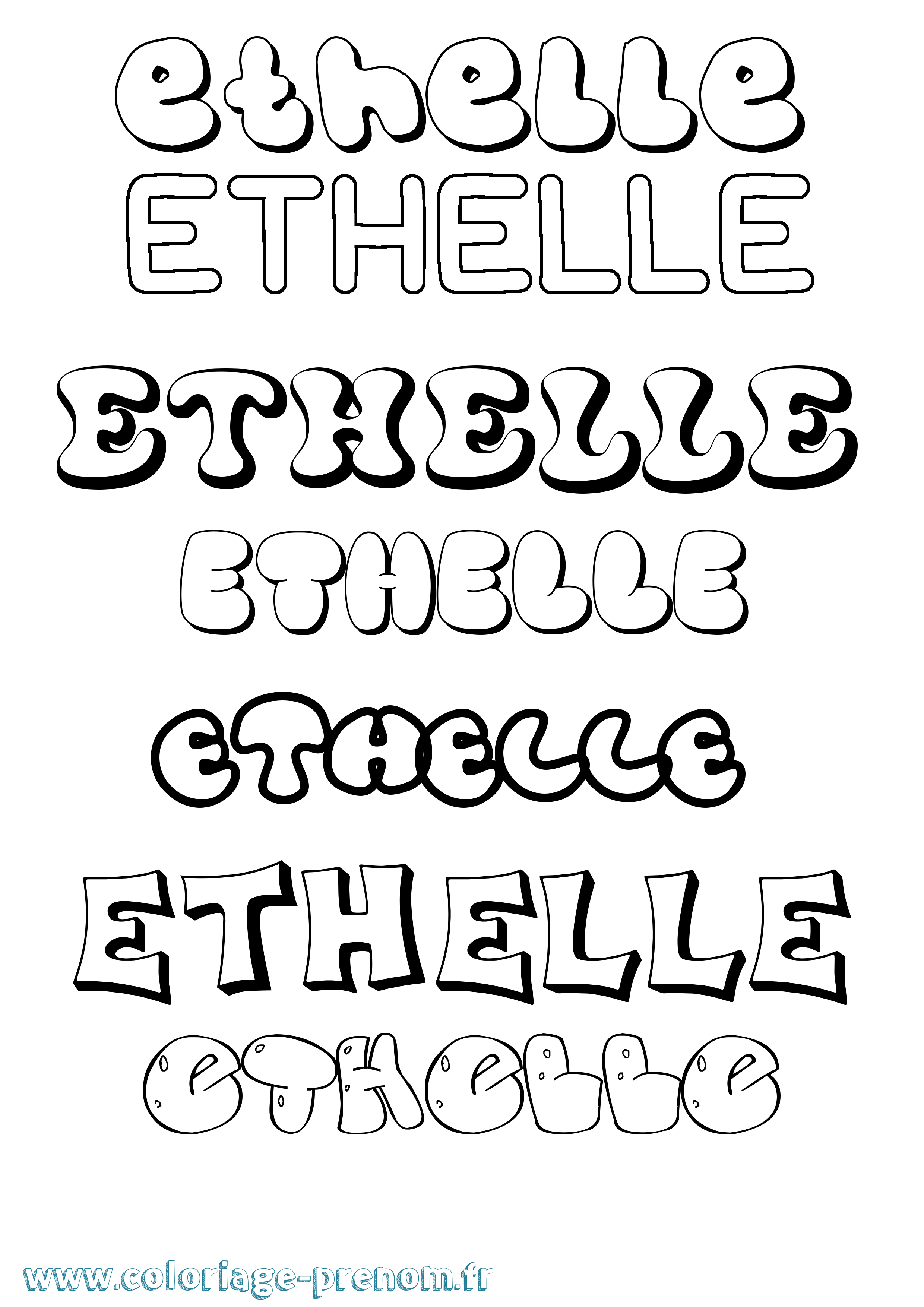 Coloriage Ethelle Bubble Coloriage prénom Ethelle Bubble