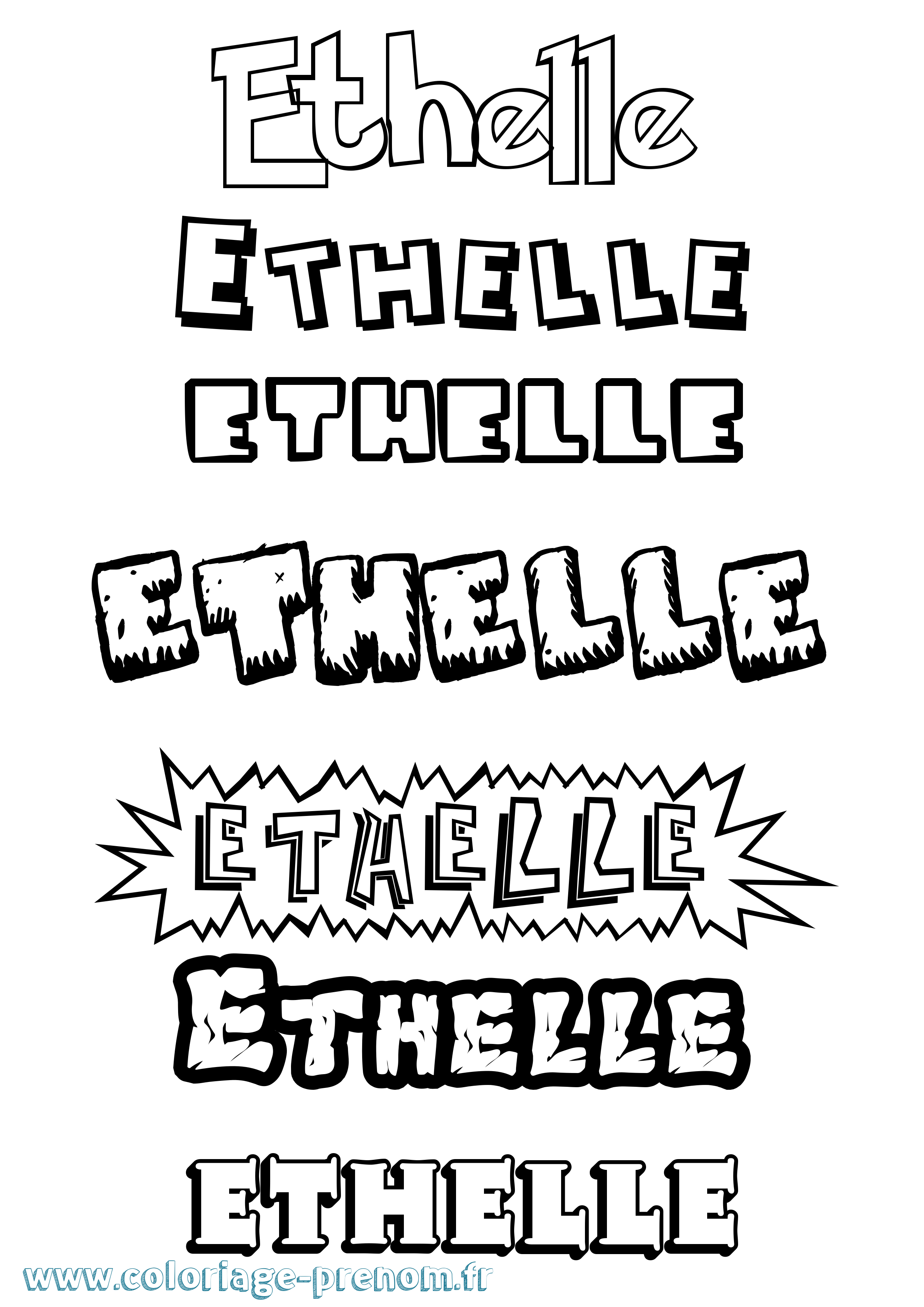 Coloriage Ethelle Dessin Animé Coloriage prénom Ethelle Dessin Animé