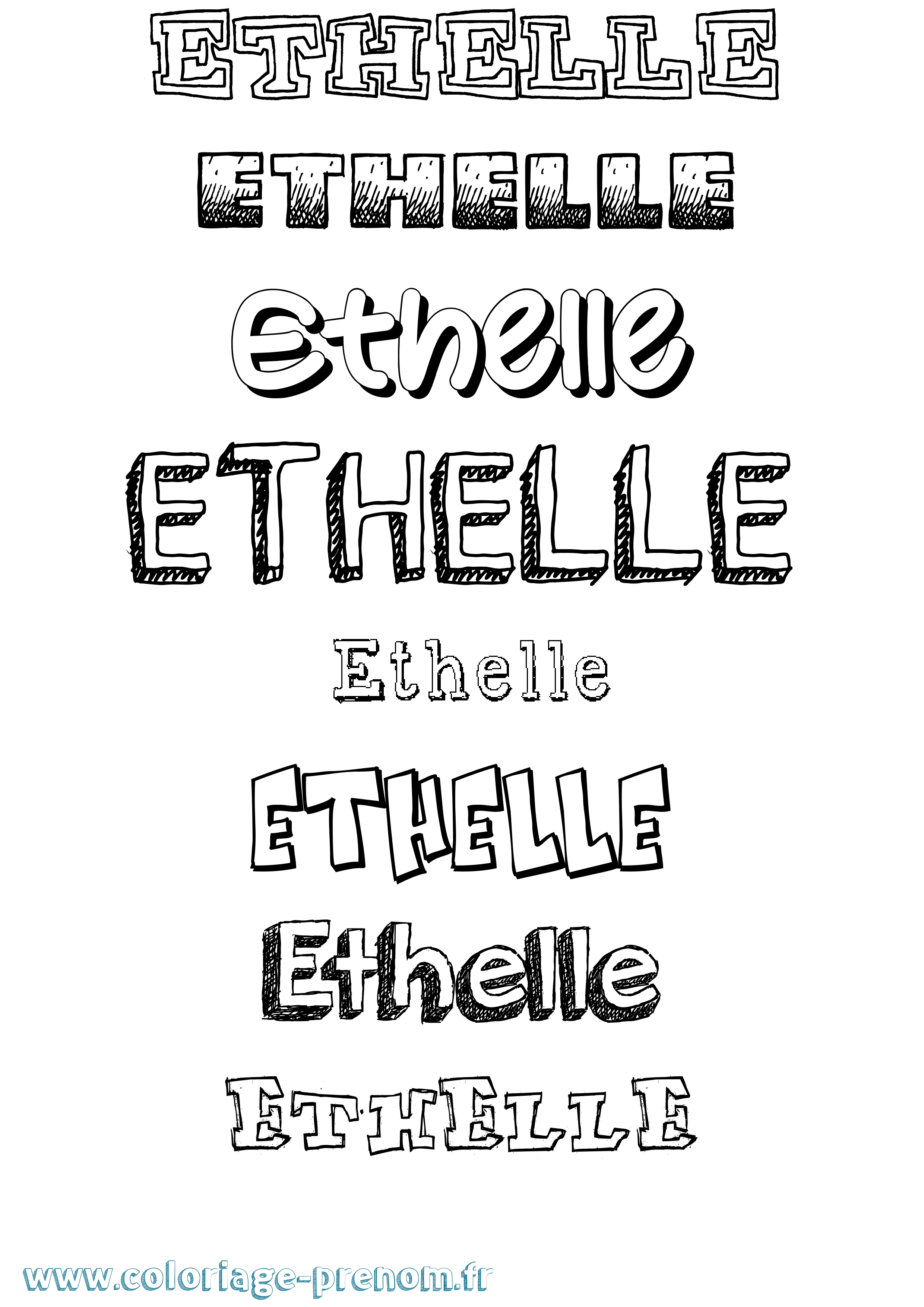 Coloriage Ethelle Dessiné Coloriage prénom Ethelle Dessiné