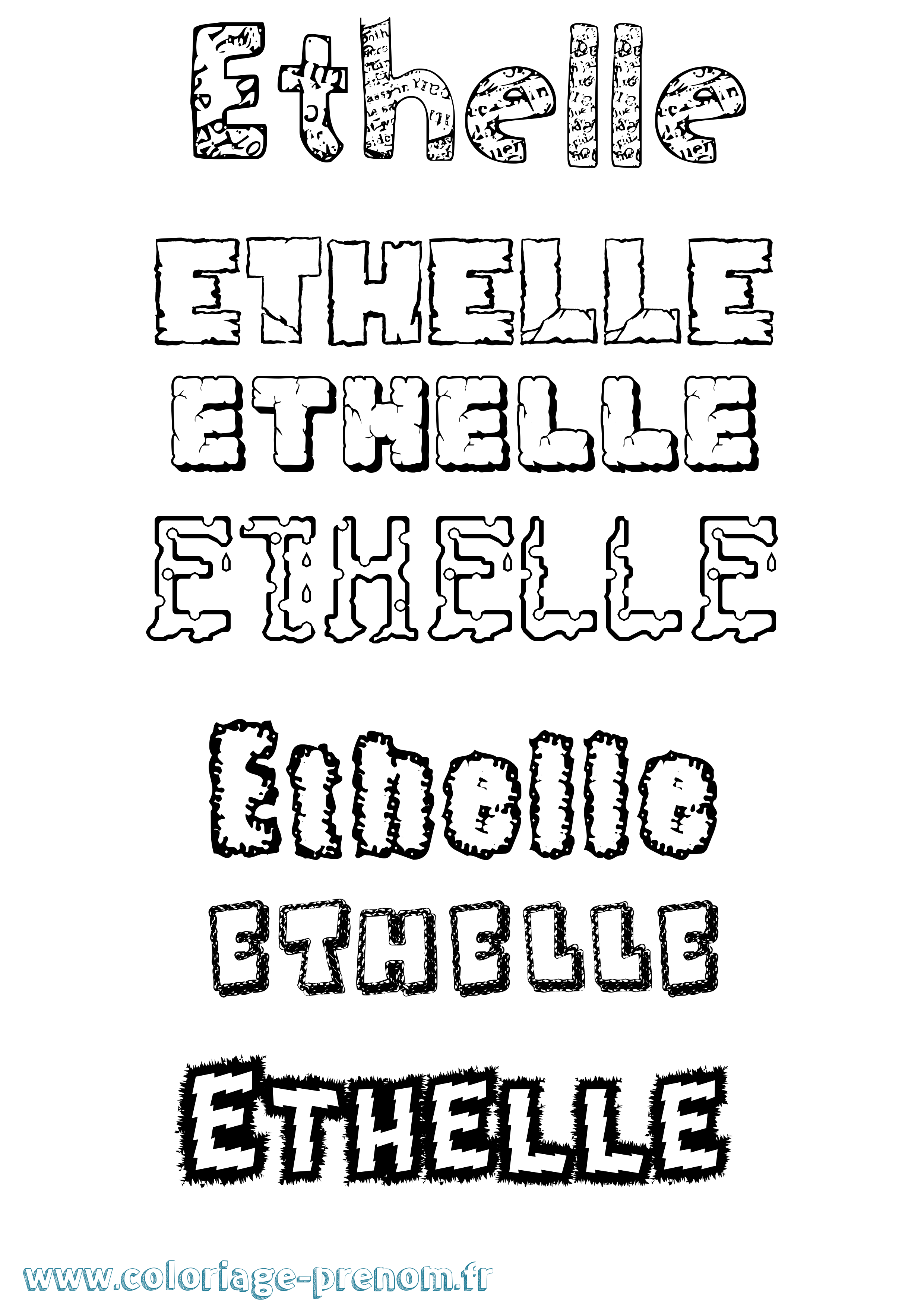 Coloriage Ethelle Destructuré Coloriage prénom Ethelle Destructuré