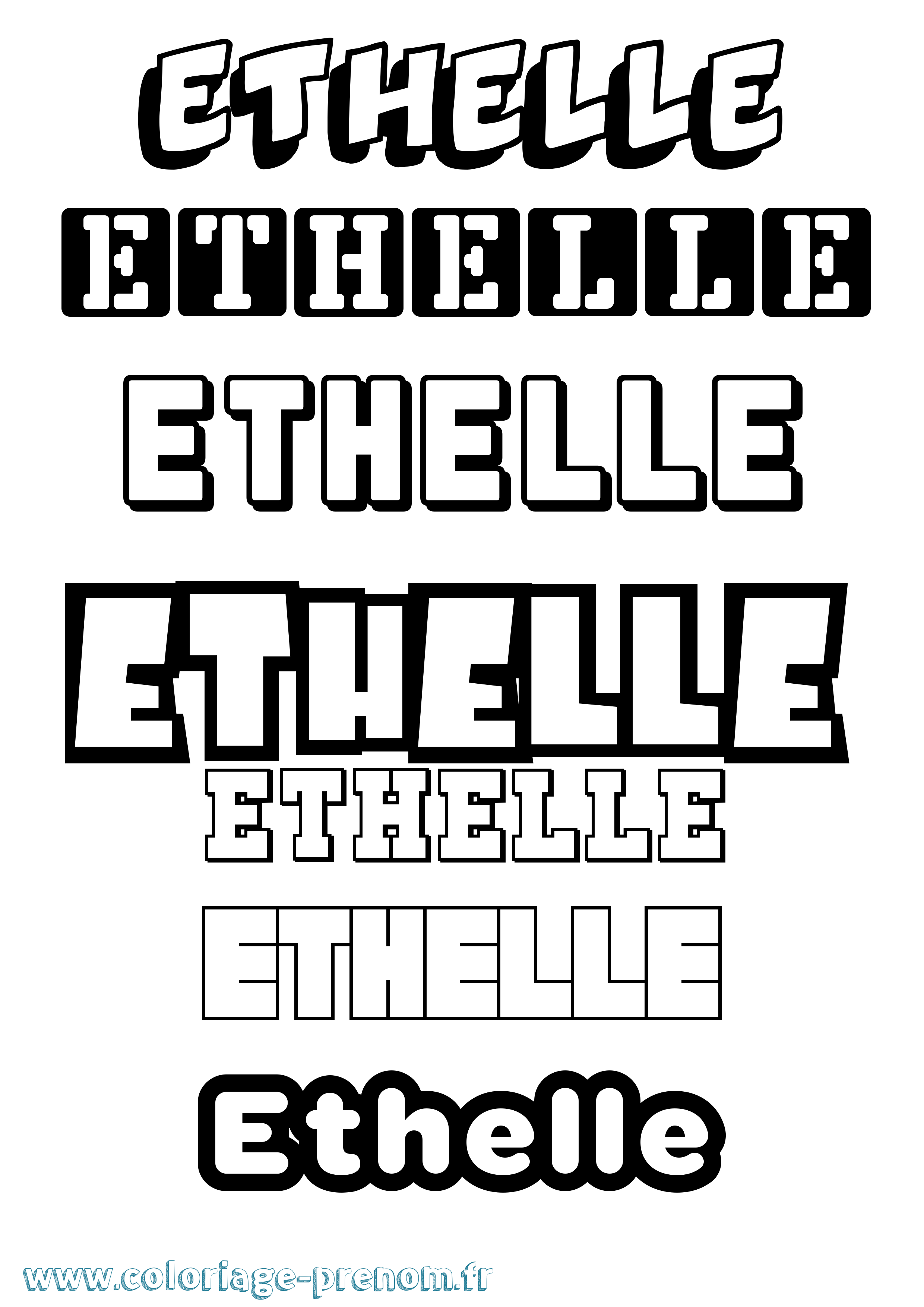 Coloriage Ethelle Simple Coloriage prénom Ethelle Simple
