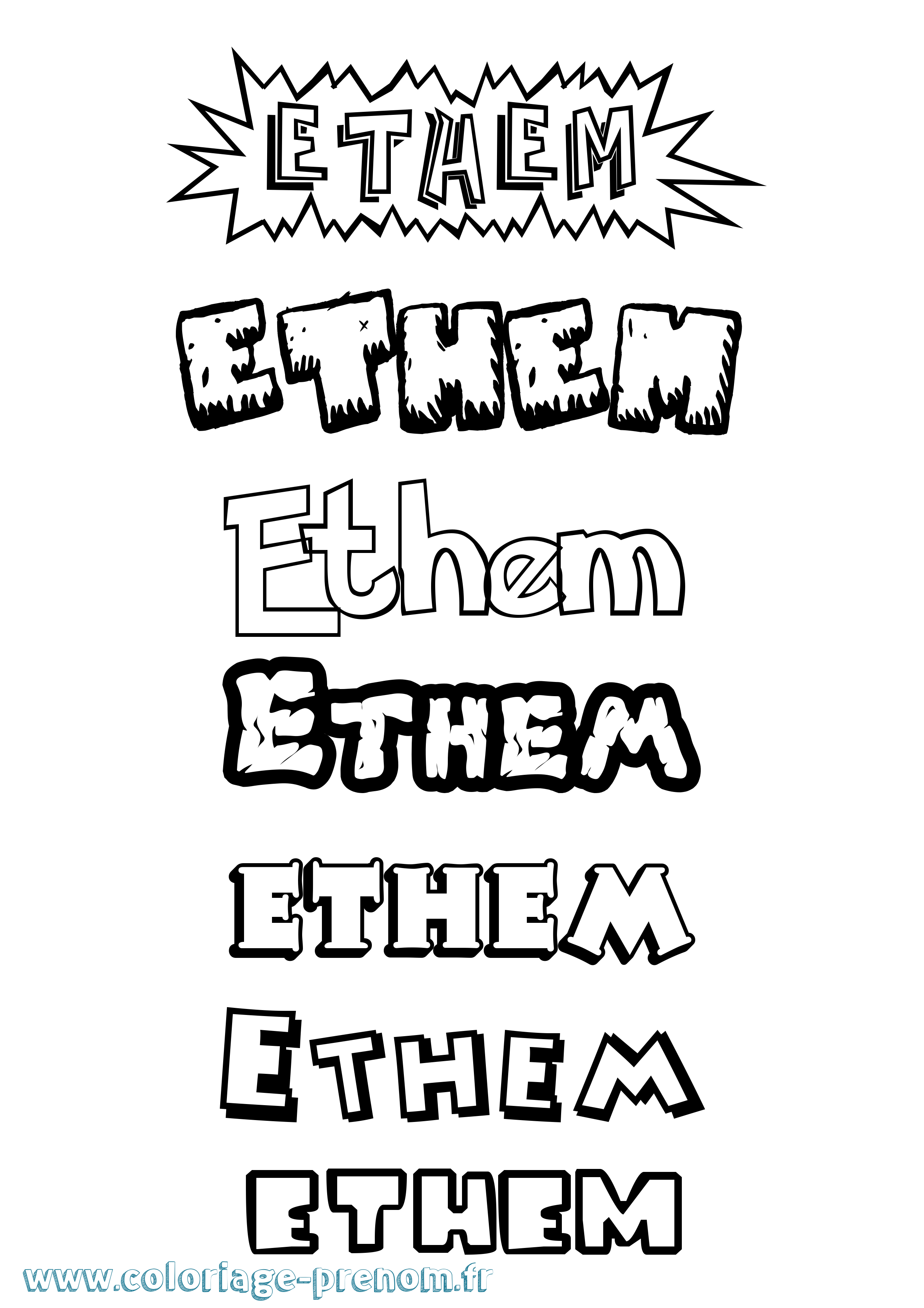 Coloriage Ethem Dessin Animé Coloriage prénom Ethem Dessin Animé