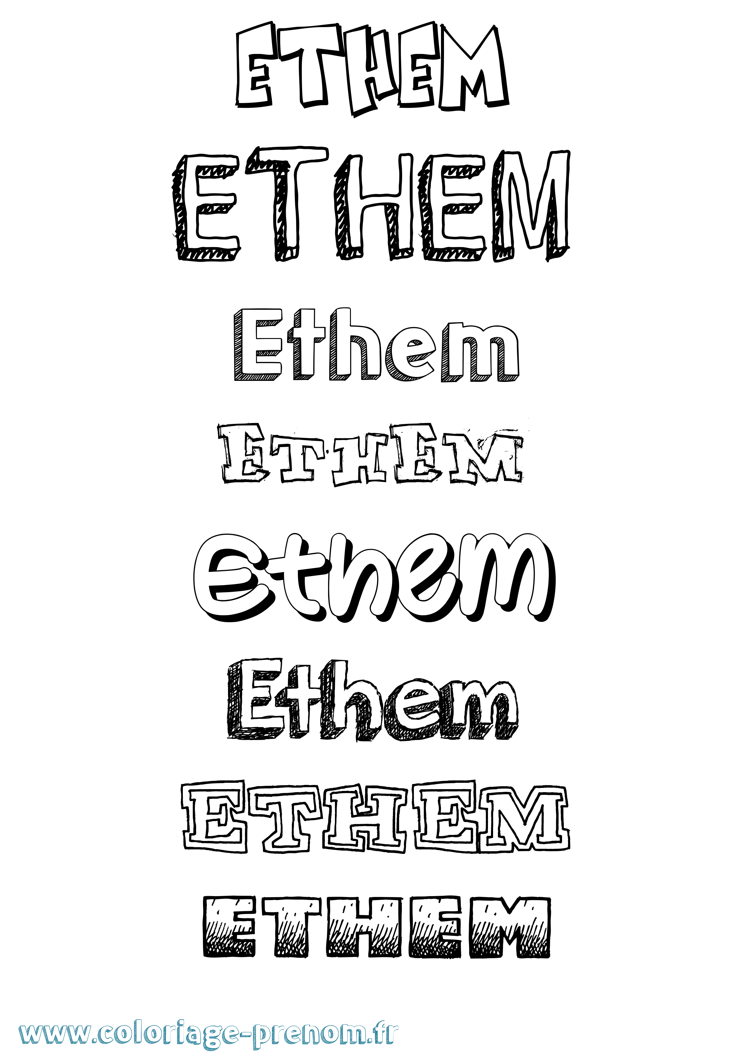 Coloriage Ethem Dessiné Coloriage prénom Ethem Dessiné