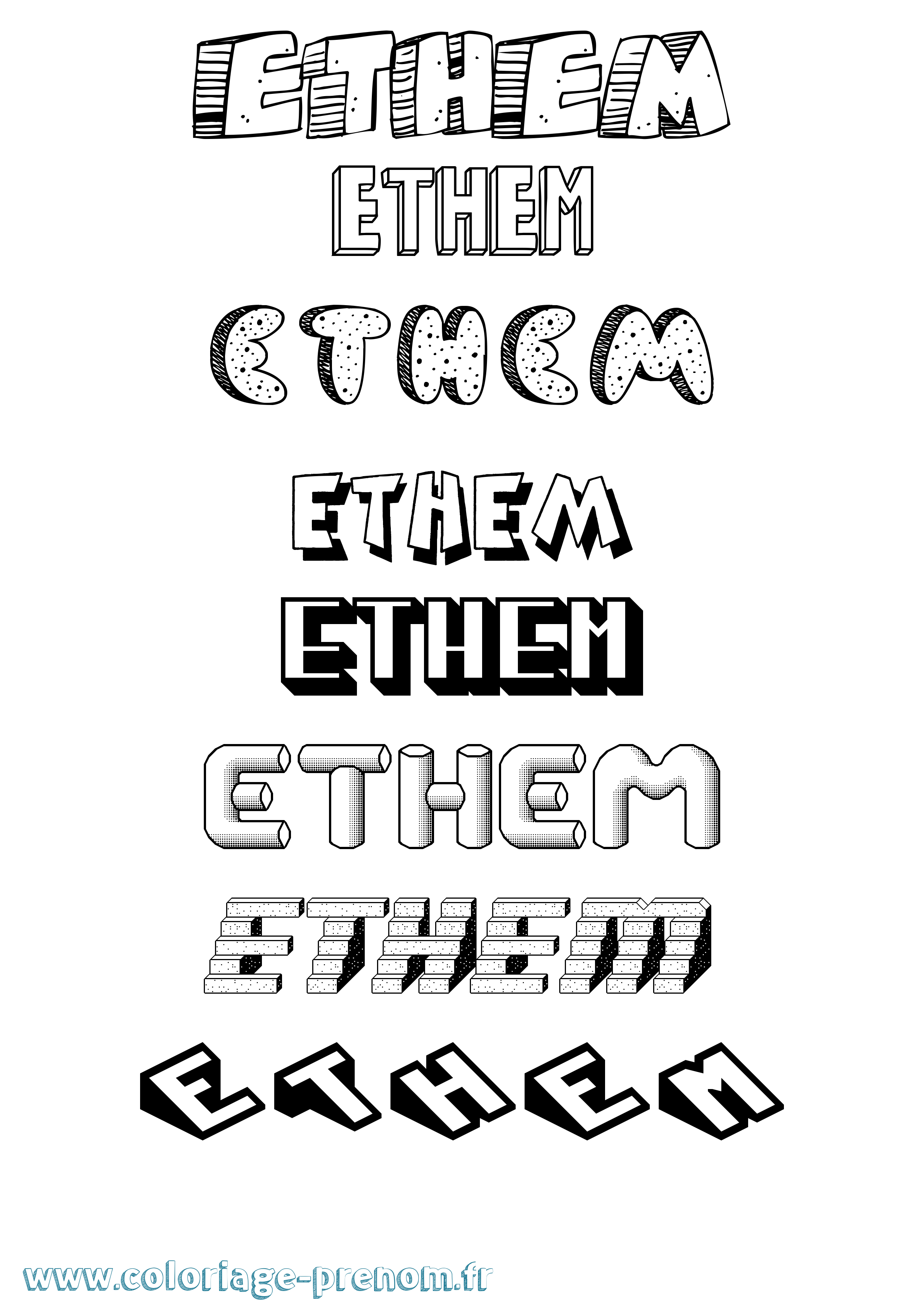 Coloriage Ethem Effet 3D Coloriage prénom Ethem Effet 3D