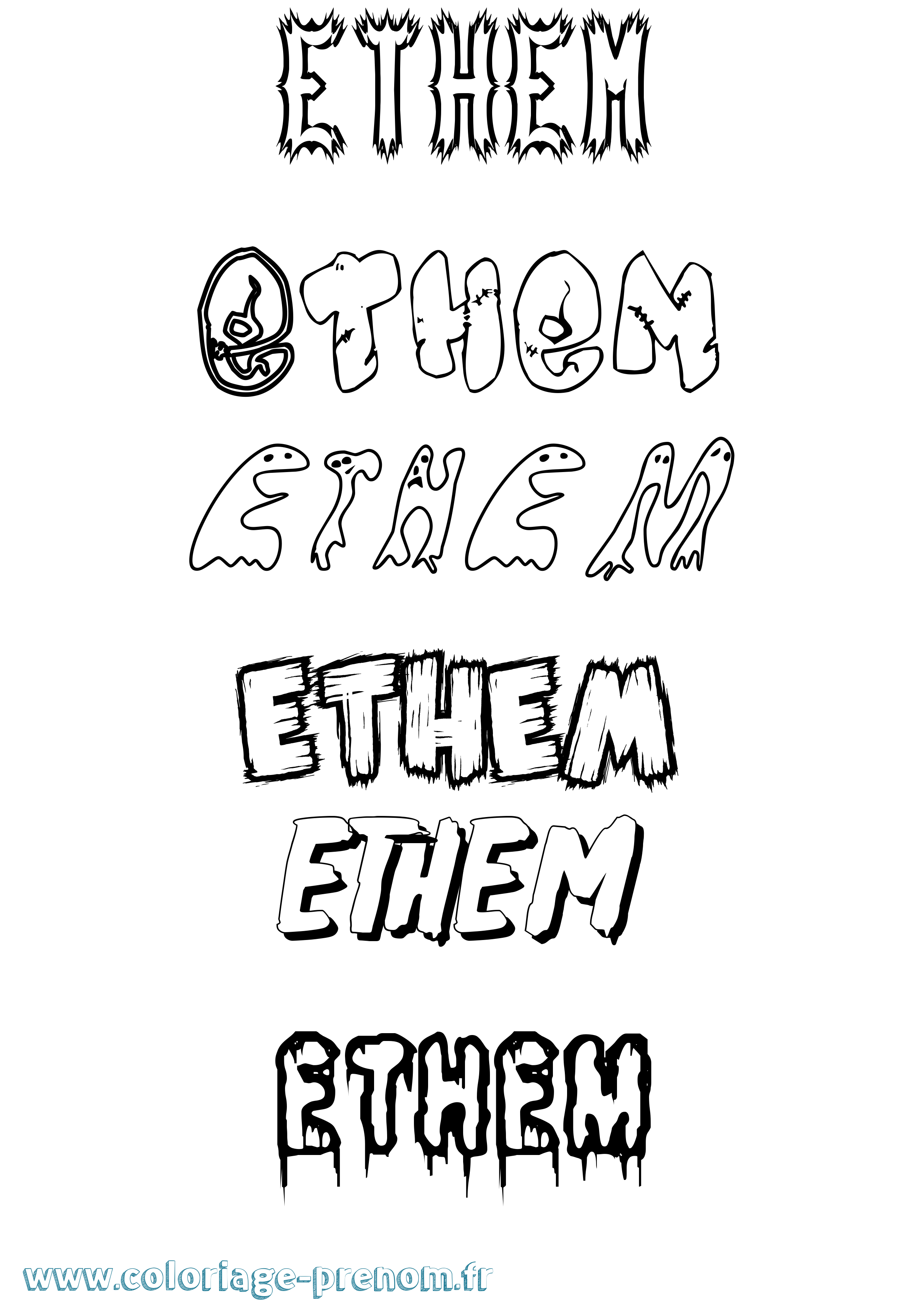 Coloriage Ethem Frisson Coloriage prénom Ethem Frisson