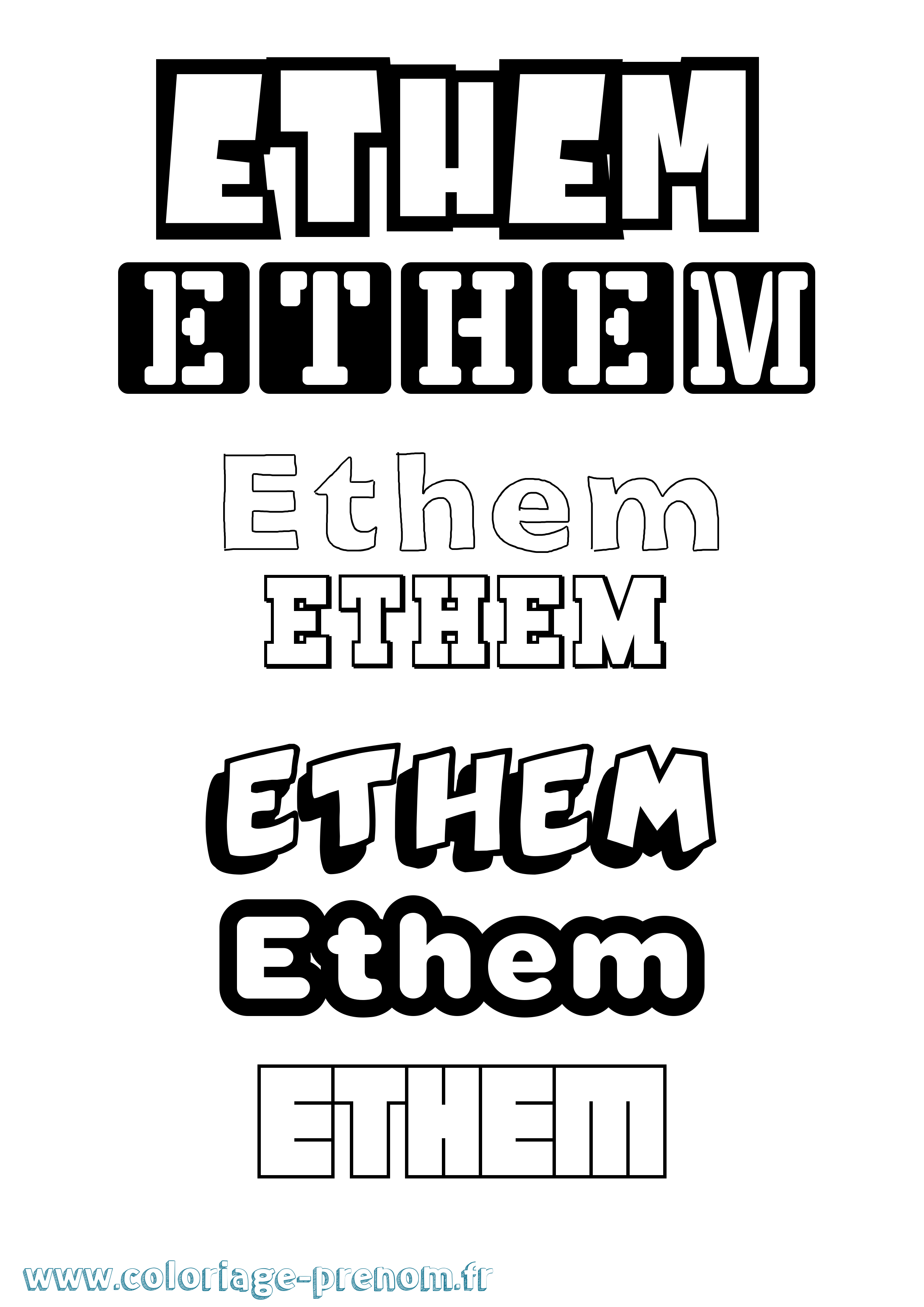 Coloriage Ethem Simple Coloriage prénom Ethem Simple