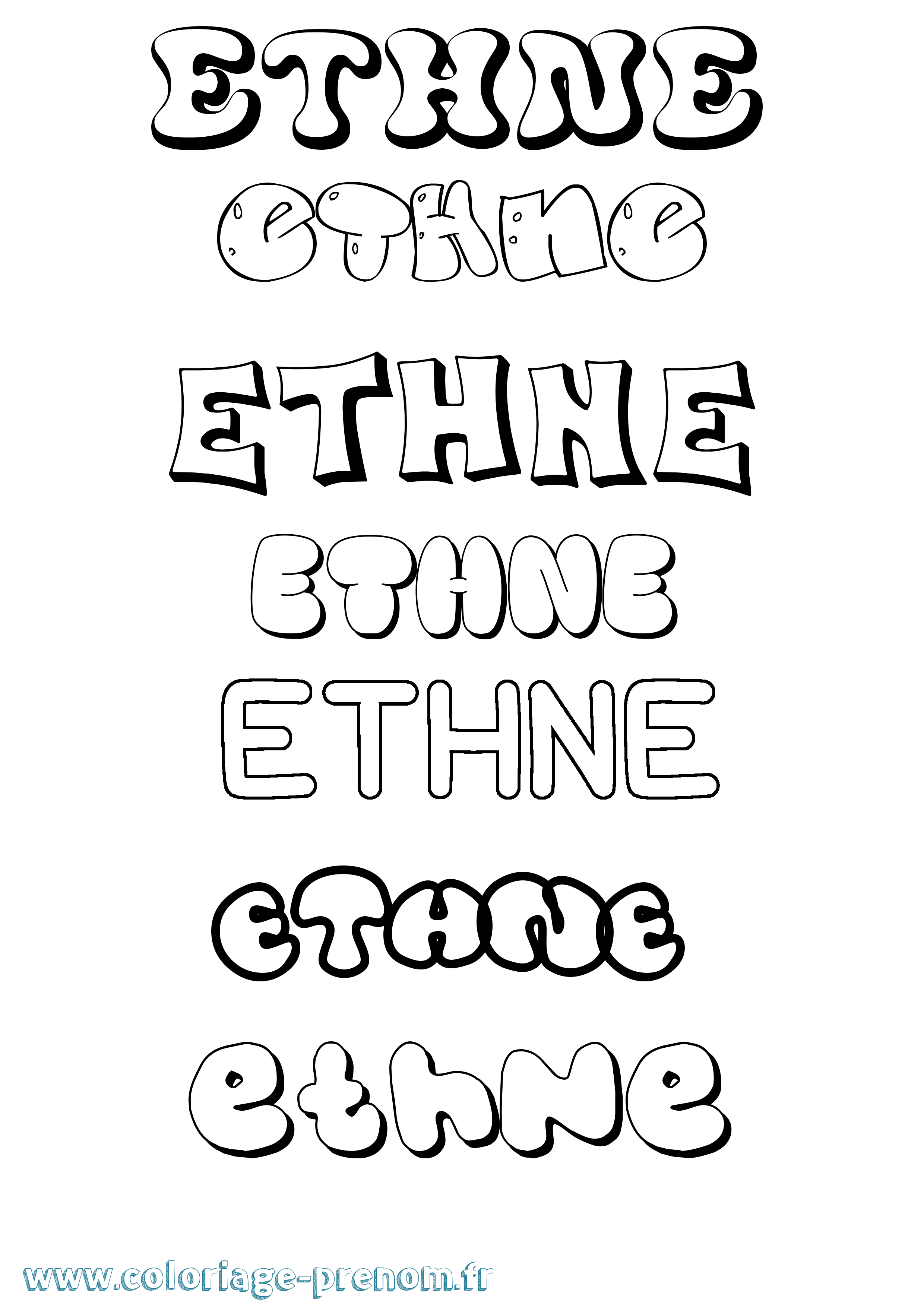 Coloriage Ethne Bubble Coloriage prénom Ethne Bubble