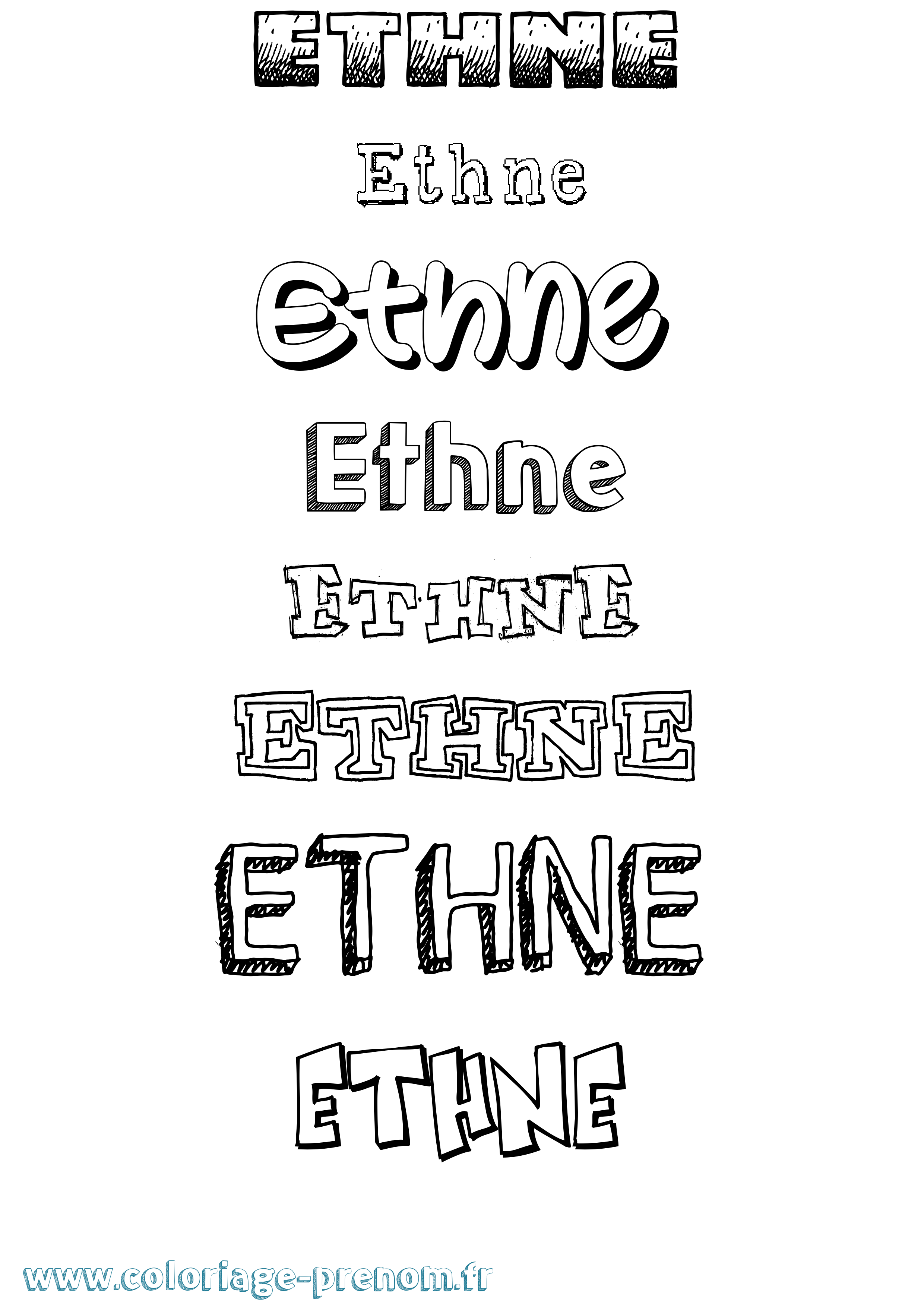 Coloriage Ethne Dessiné Coloriage prénom Ethne Dessiné