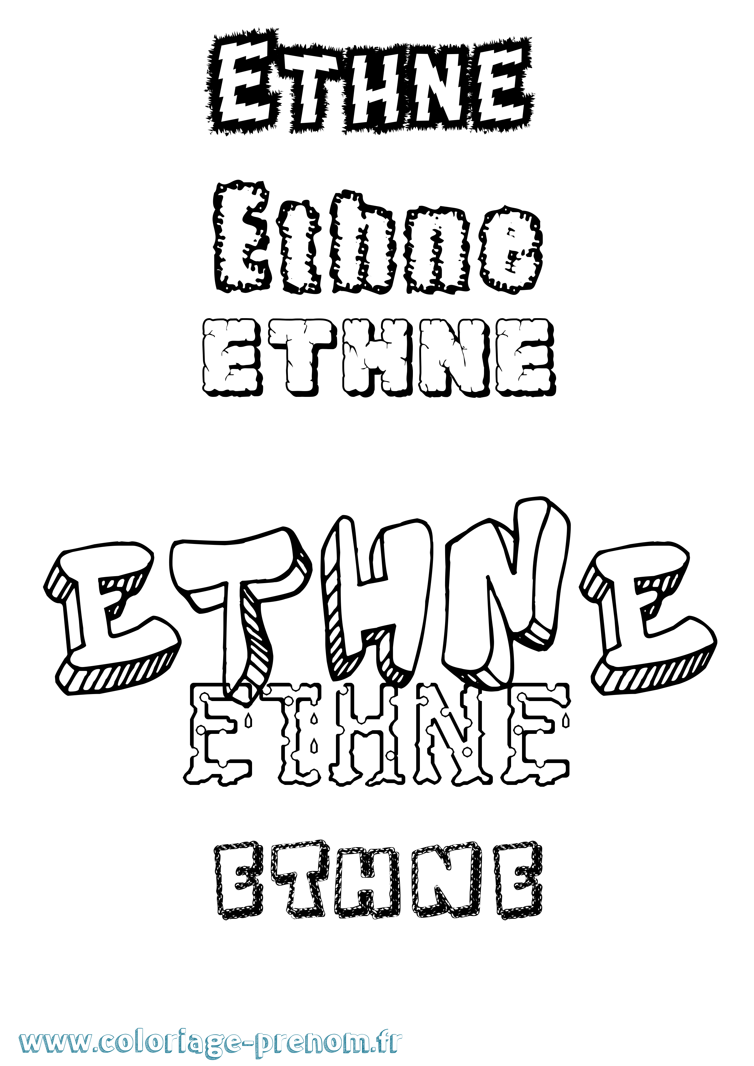 Coloriage Ethne Destructuré Coloriage prénom Ethne Destructuré
