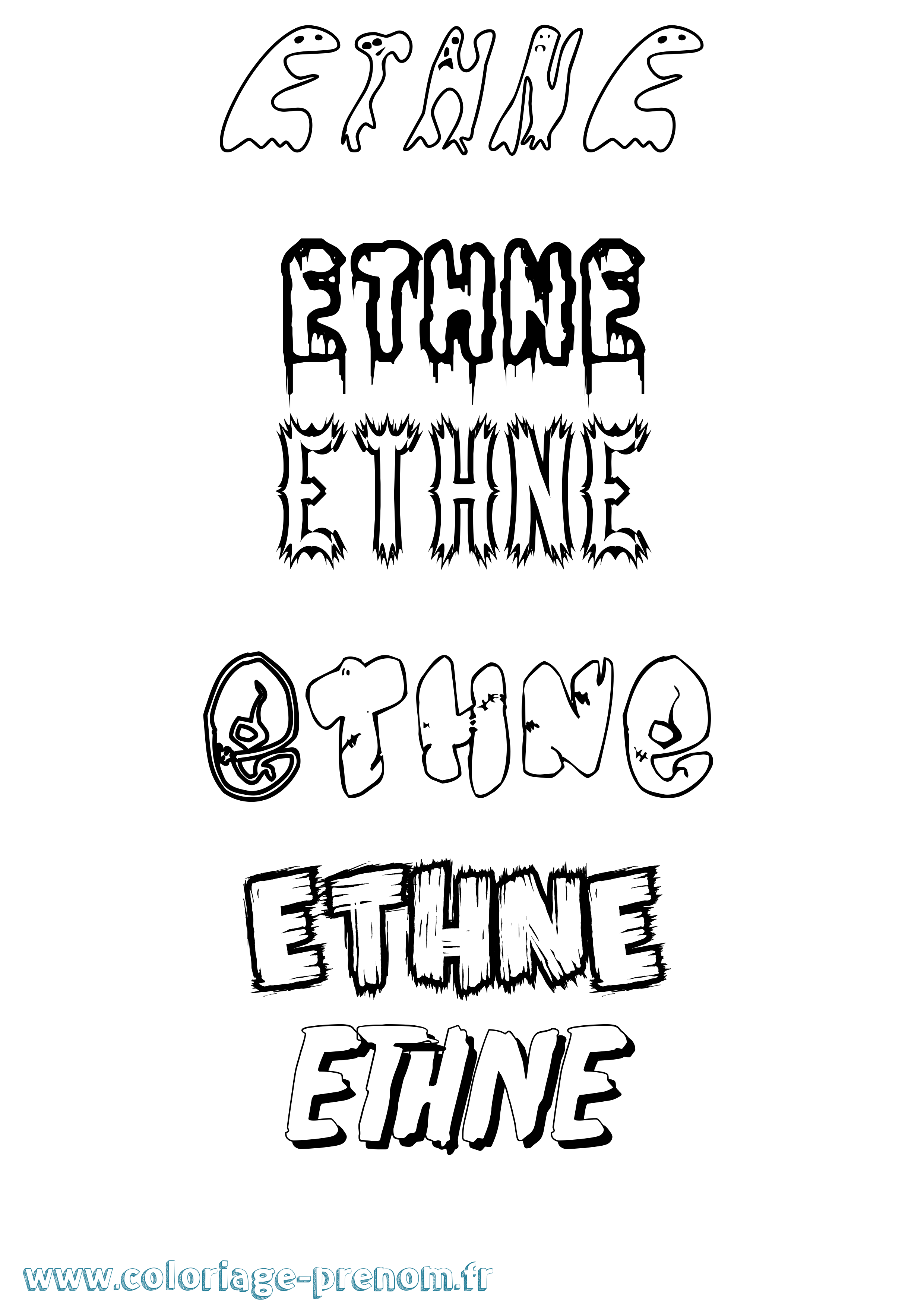 Coloriage Ethne Frisson Coloriage prénom Ethne Frisson