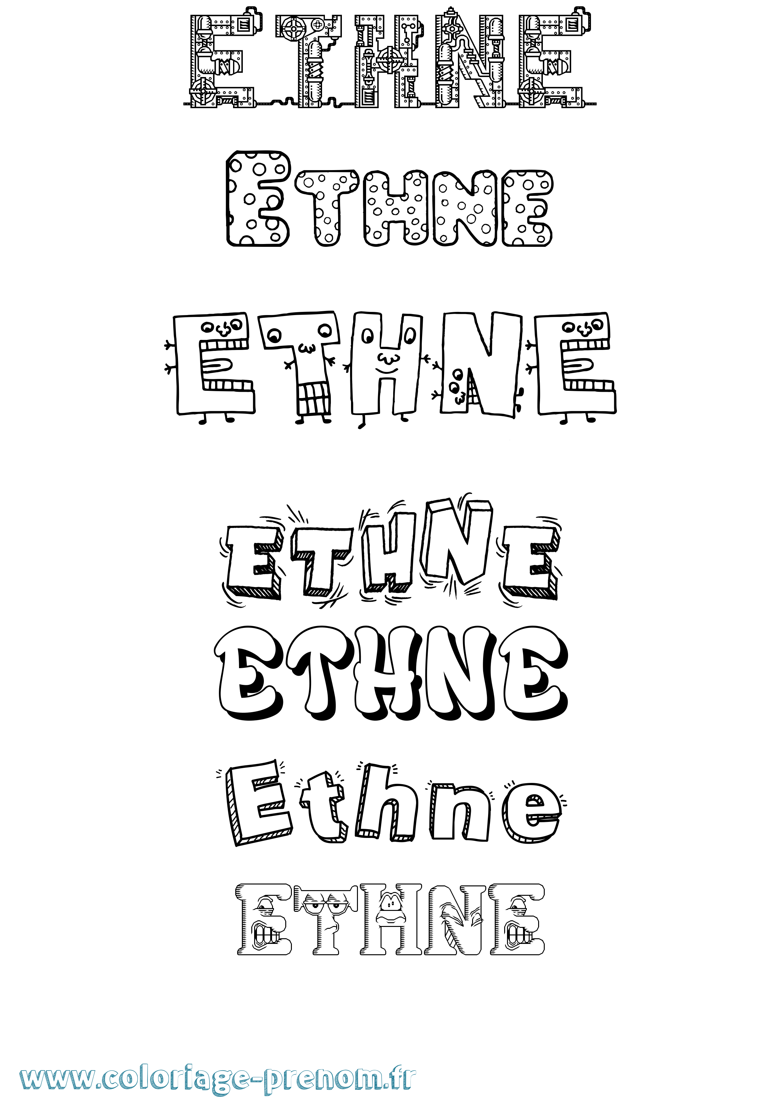 Coloriage Ethne Fun Coloriage prénom Ethne Fun