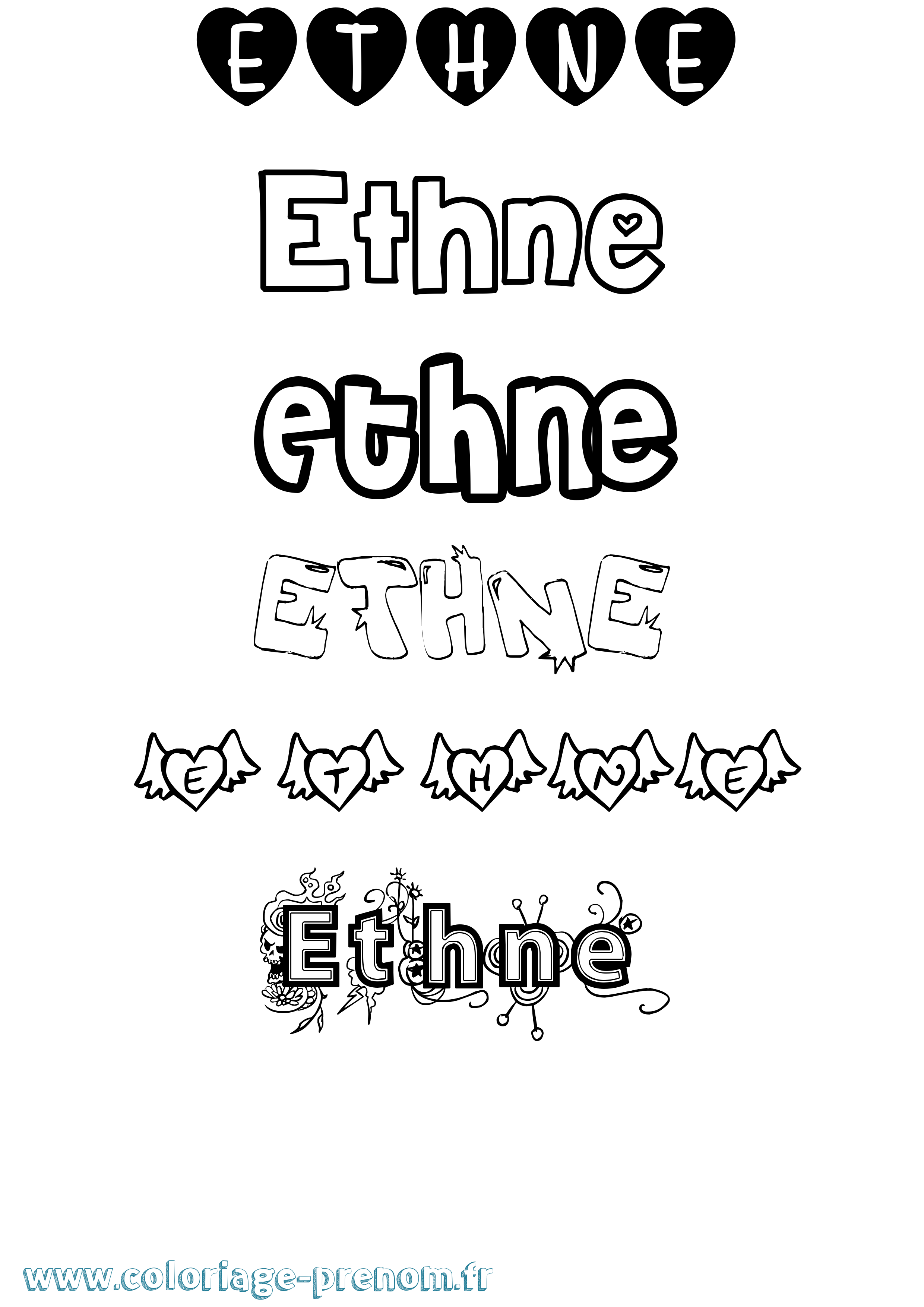 Coloriage Ethne Girly Coloriage prénom Ethne Girly