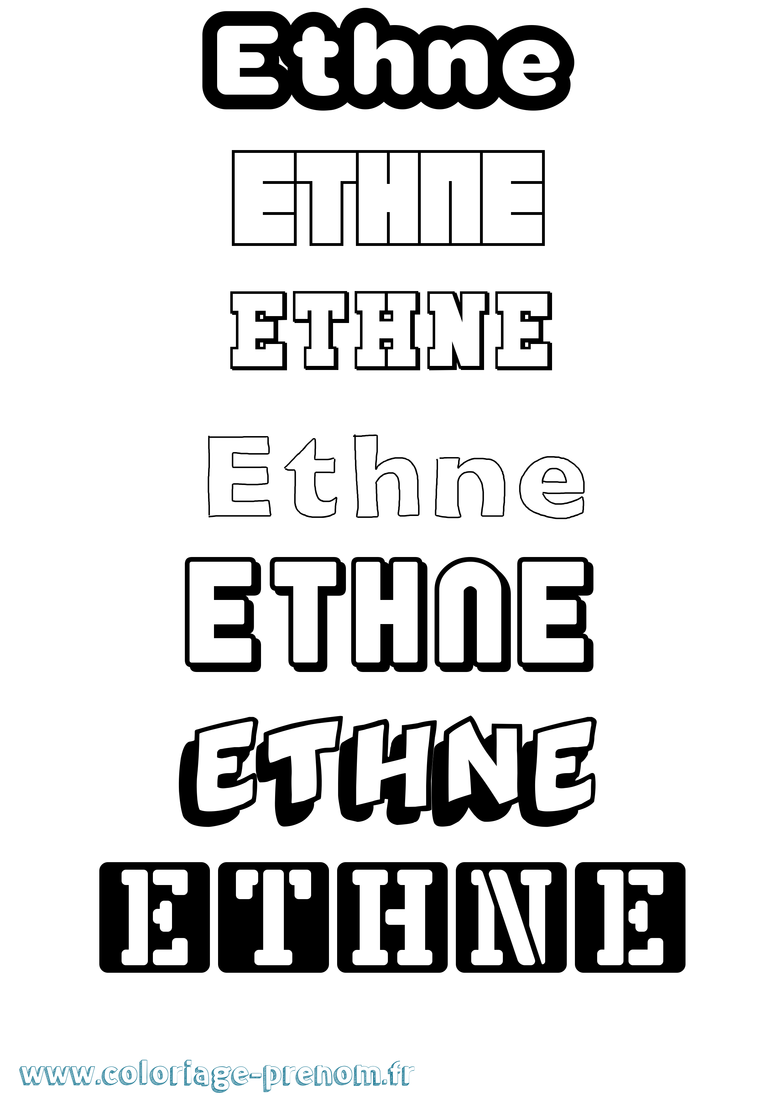 Coloriage Ethne Simple Coloriage prénom Ethne Simple