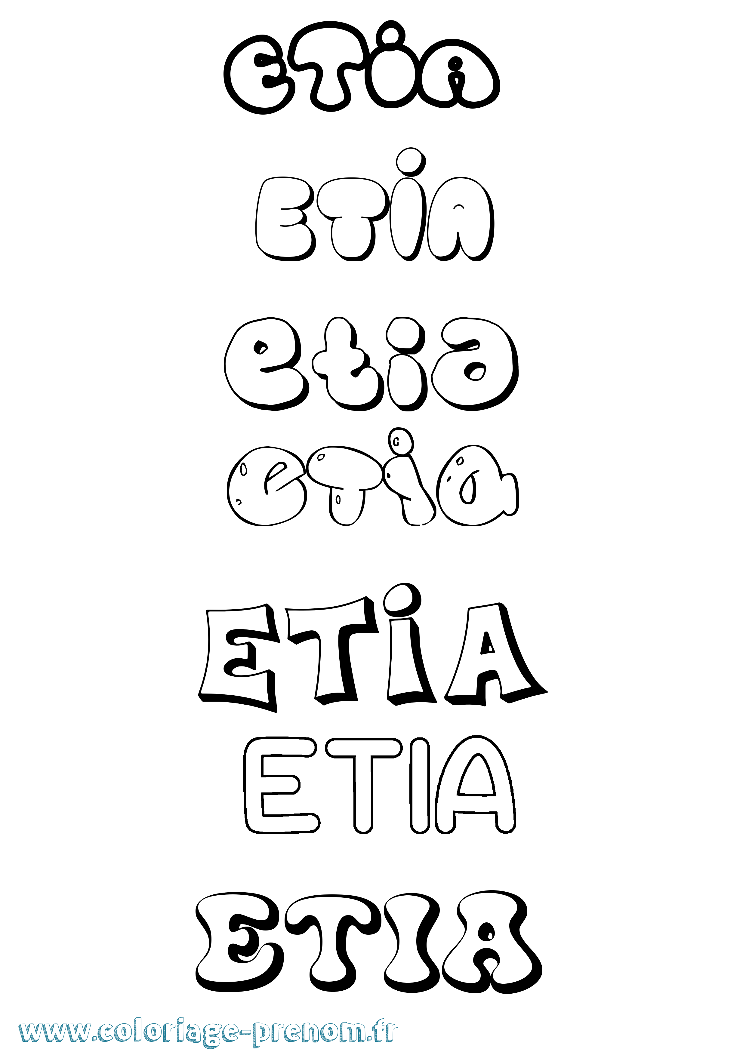 Coloriage Etia Bubble Coloriage prénom Etia Bubble
