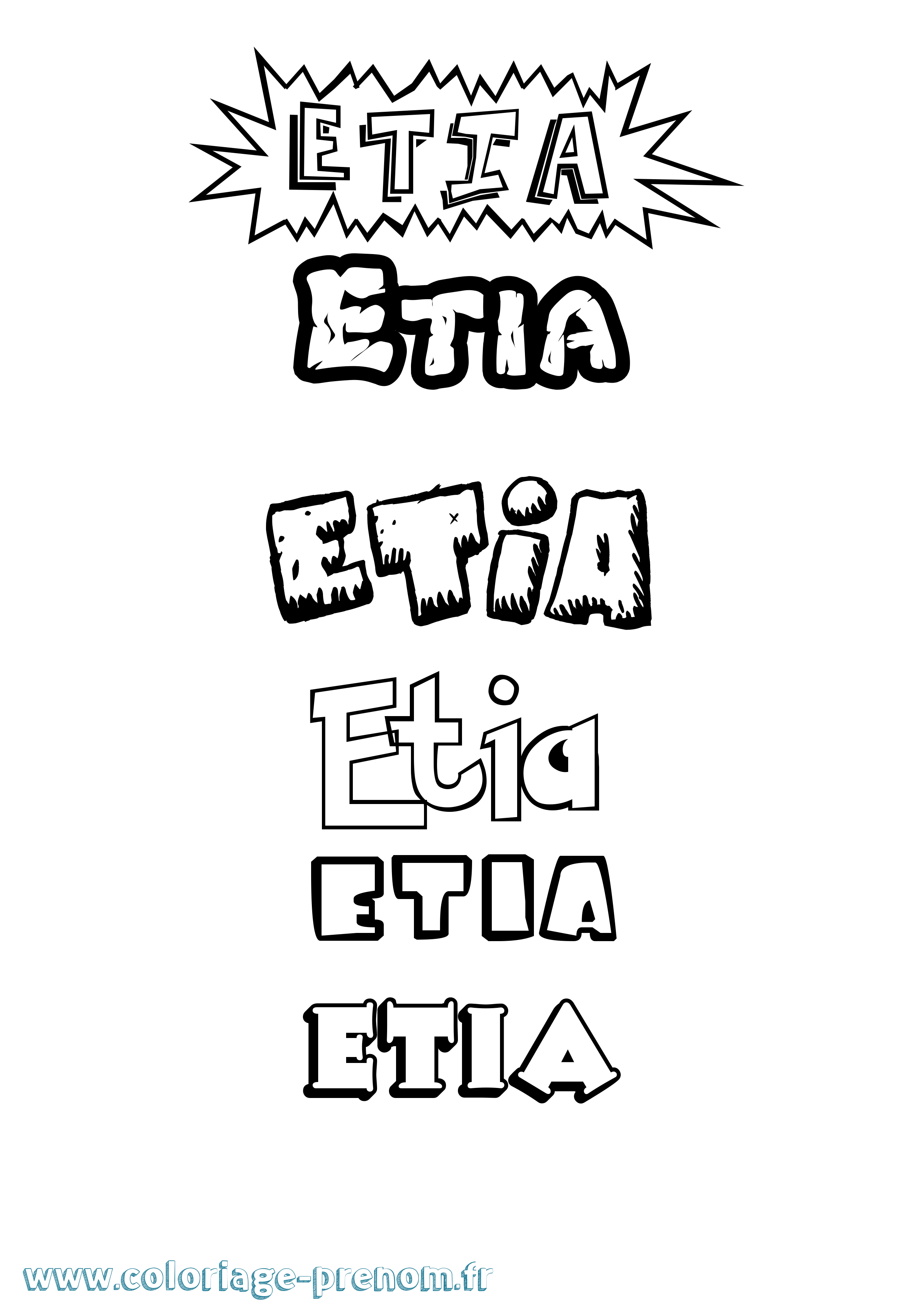 Coloriage Etia Dessin Animé Coloriage prénom Etia Dessin Animé
