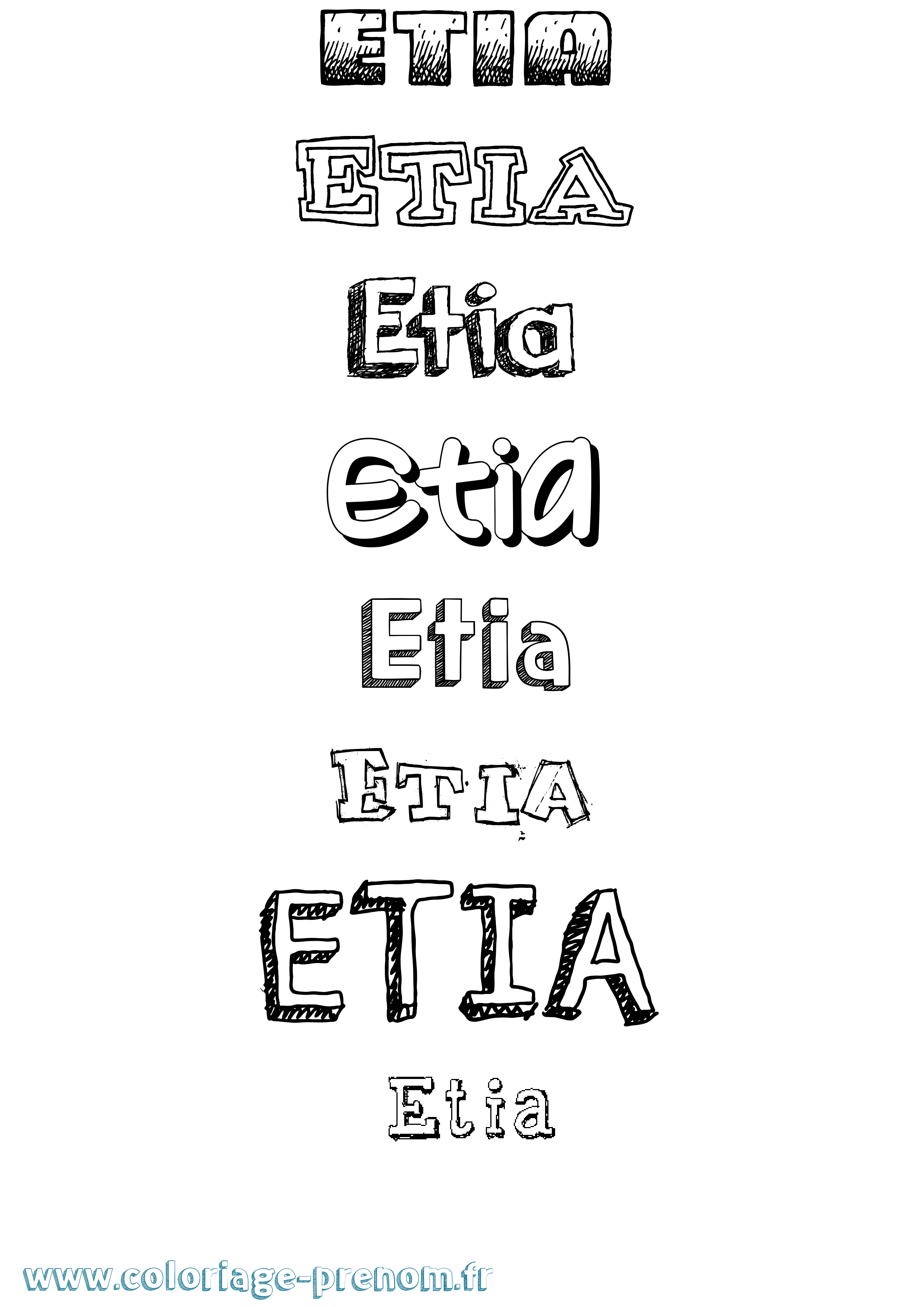 Coloriage Etia Dessiné Coloriage prénom Etia Dessiné