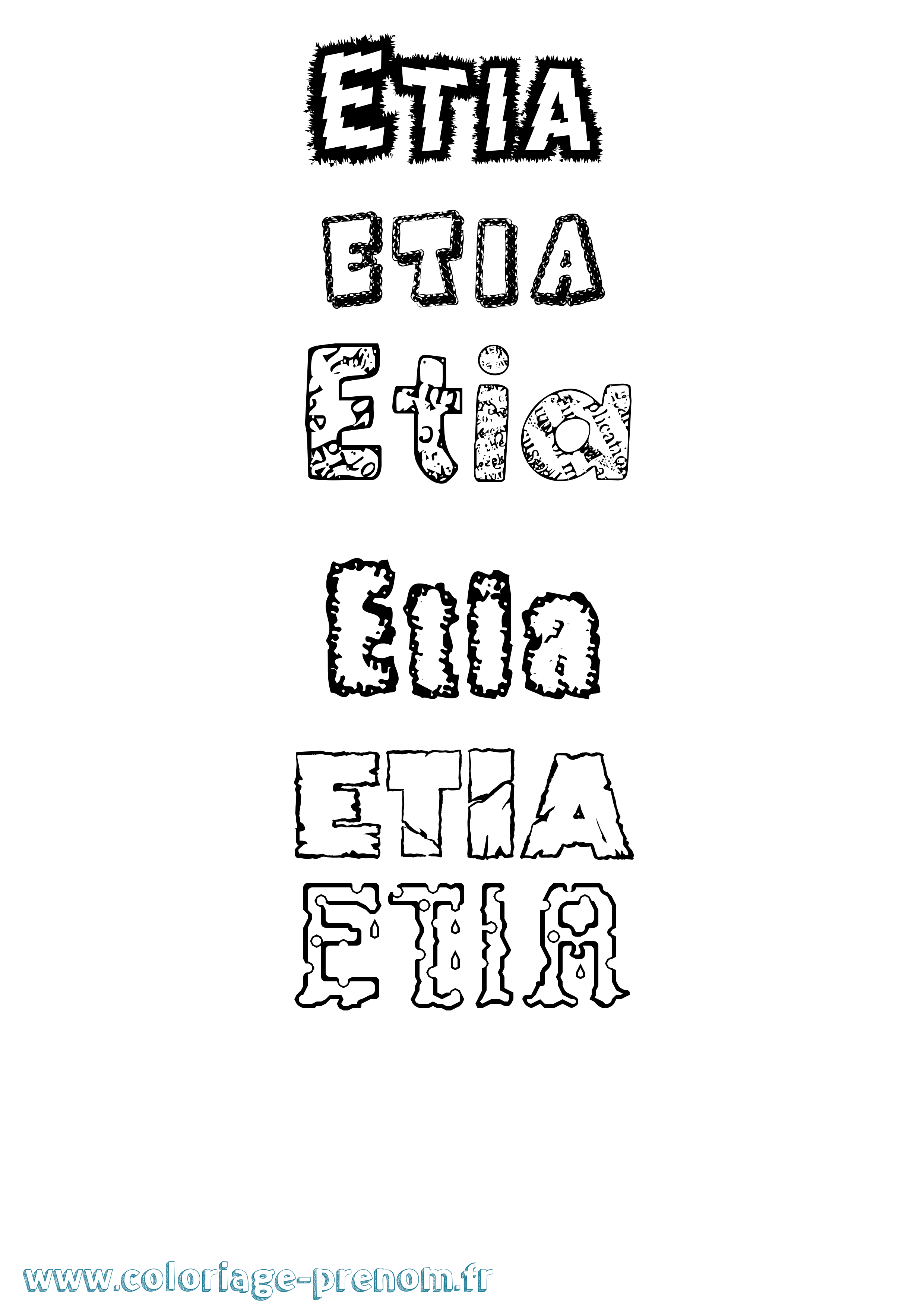 Coloriage Etia Destructuré Coloriage prénom Etia Destructuré