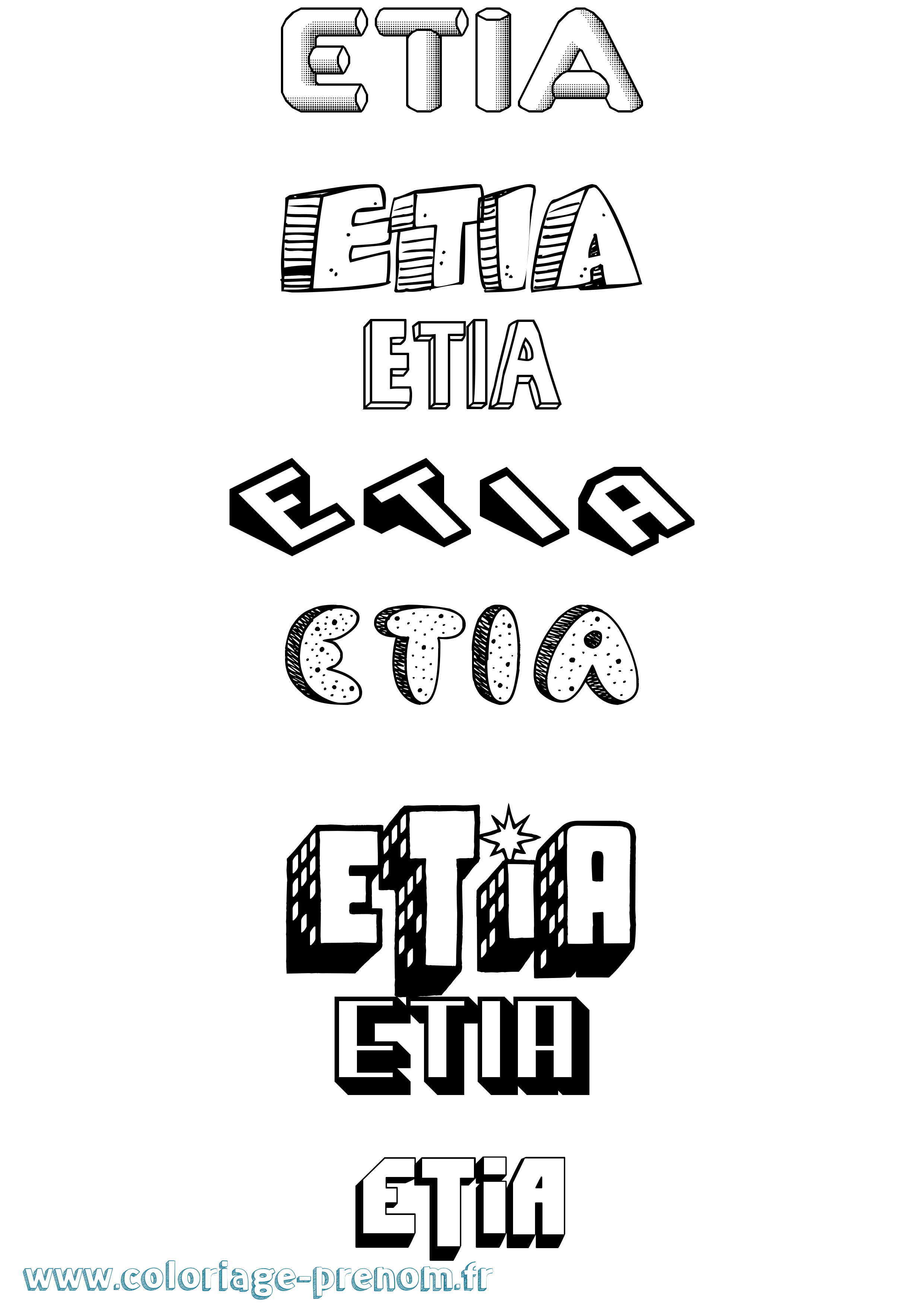Coloriage Etia Effet 3D Coloriage prénom Etia Effet 3D