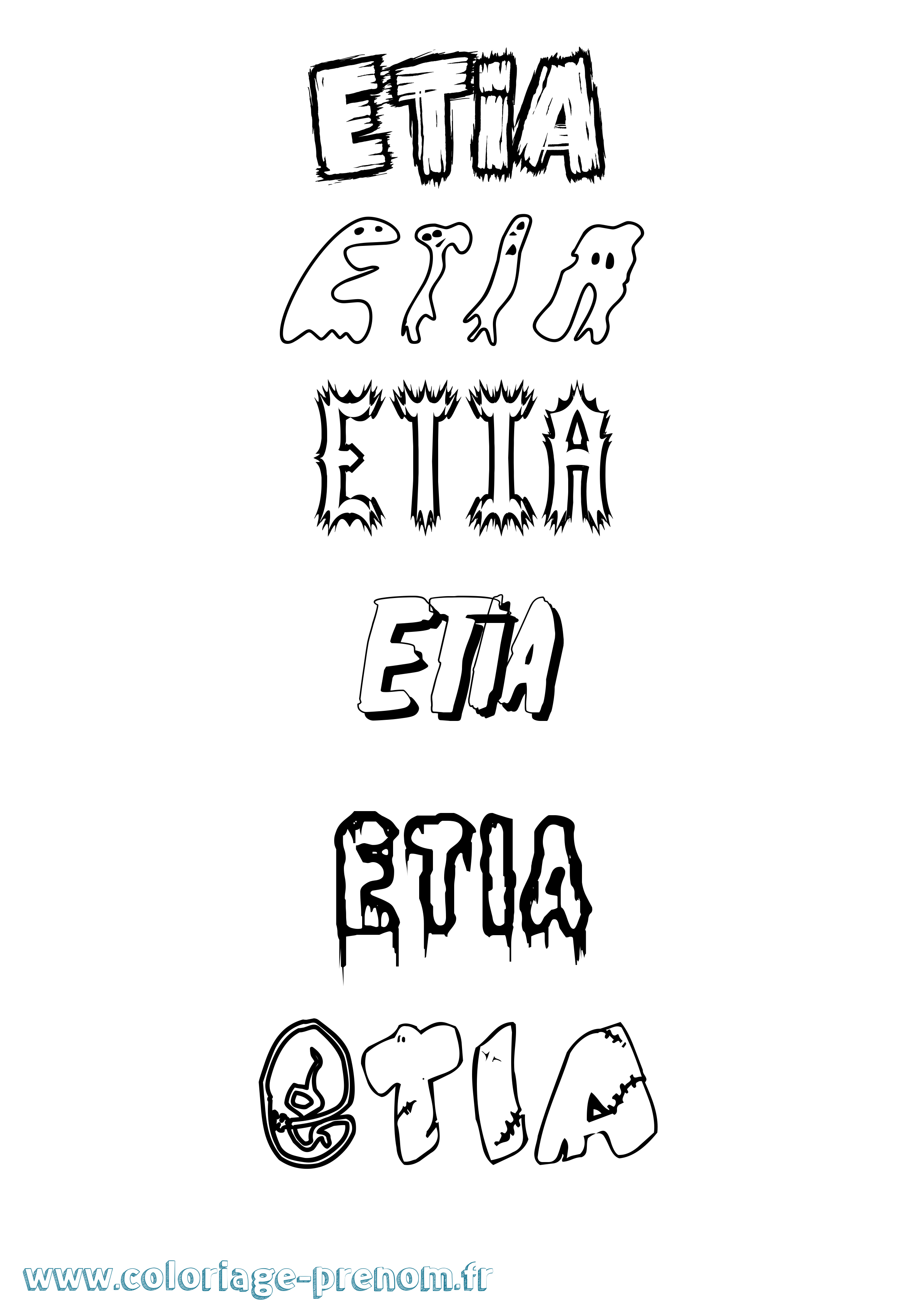 Coloriage Etia Frisson Coloriage prénom Etia Frisson