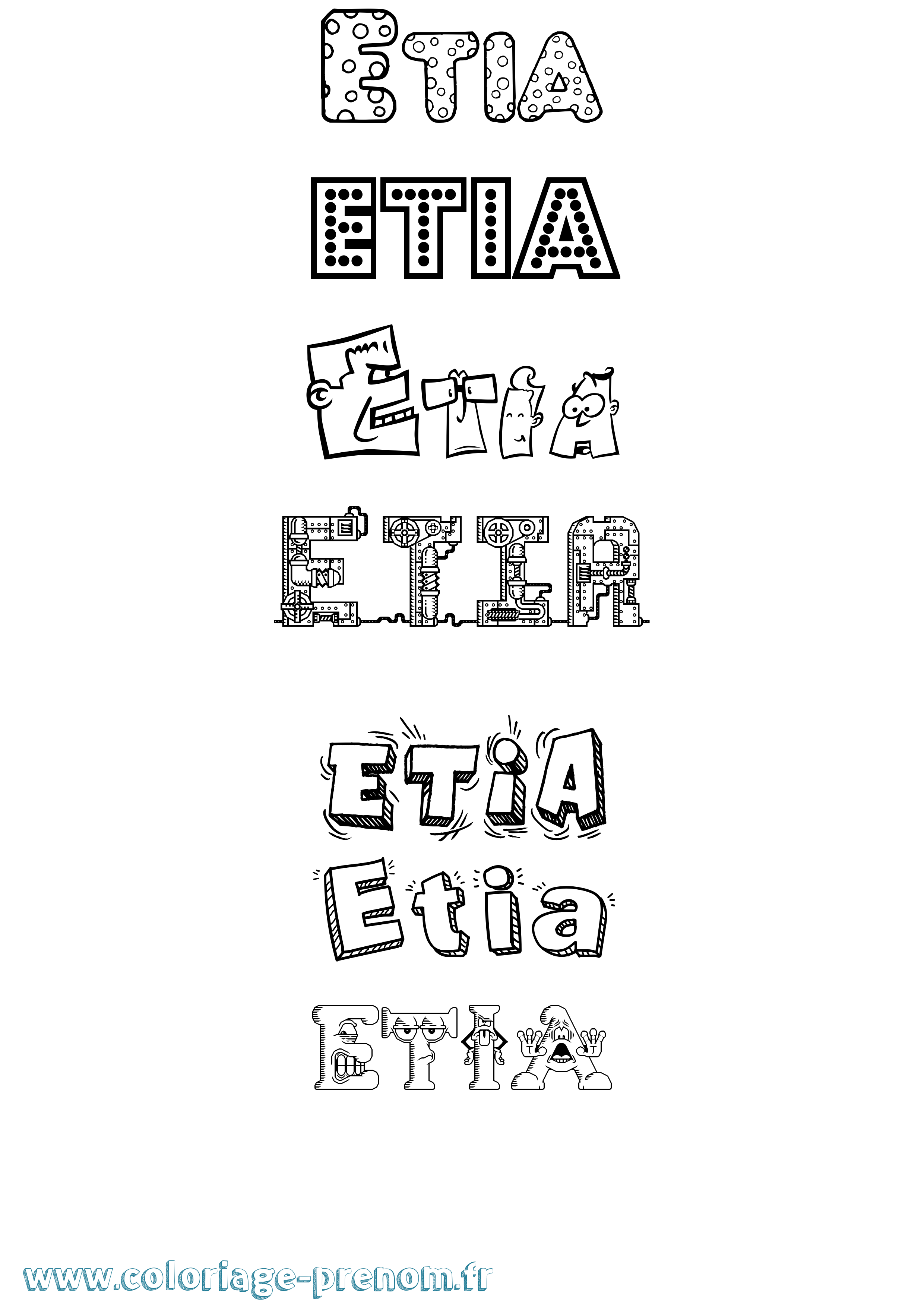 Coloriage Etia Fun Coloriage prénom Etia Fun