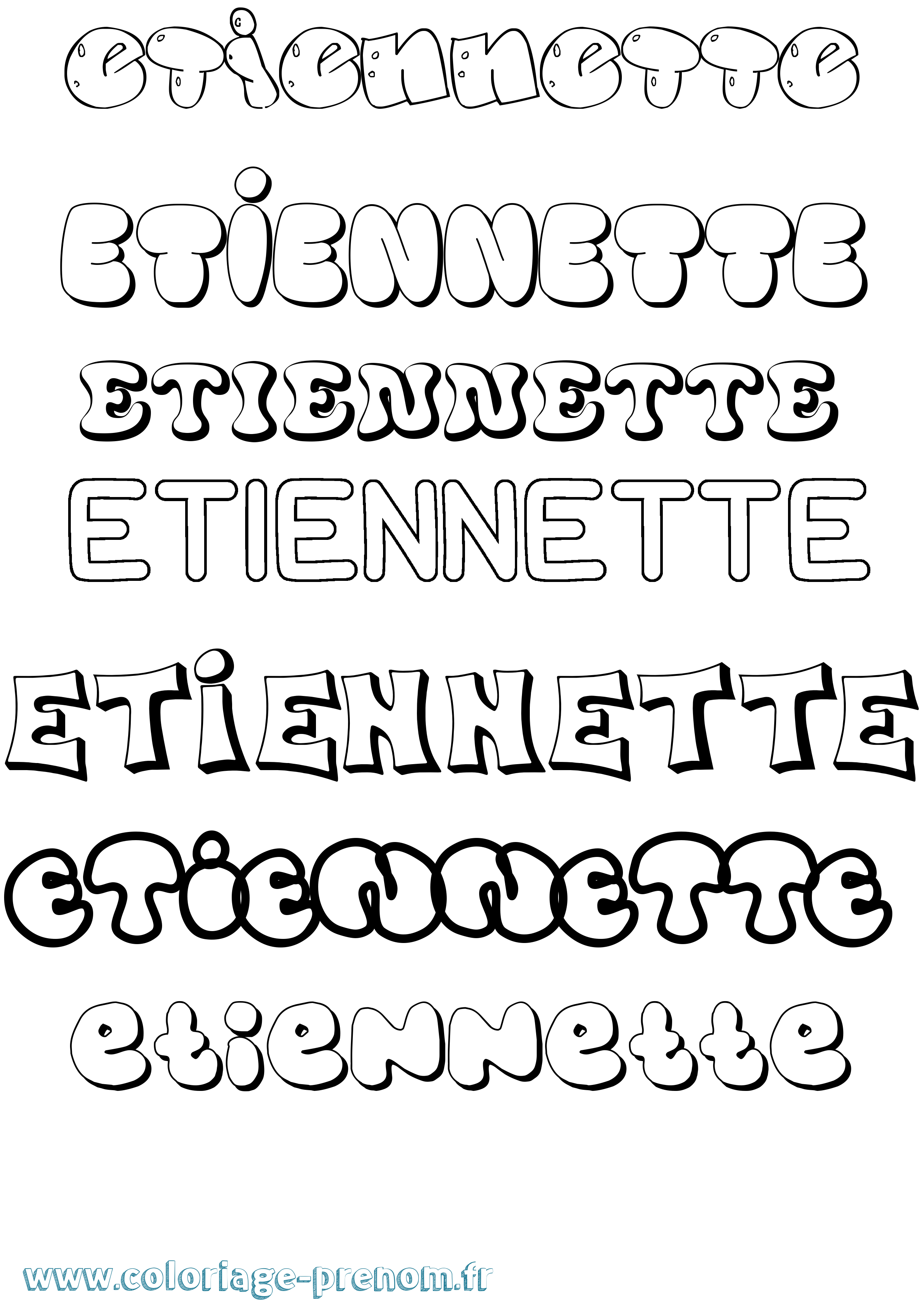Coloriage Etiennette Bubble Coloriage prénom Etiennette Bubble