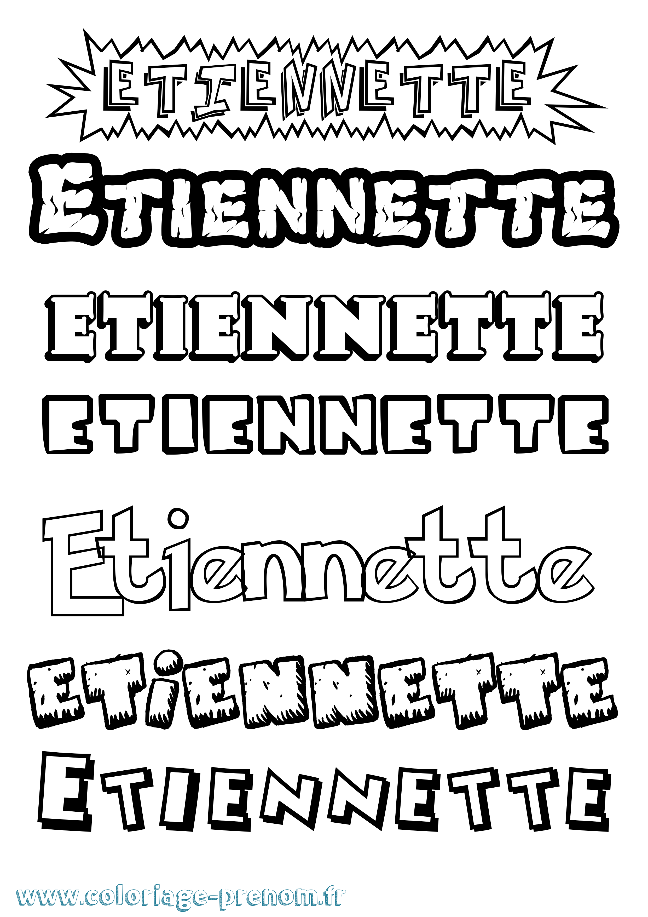 Coloriage Etiennette Dessin Animé Coloriage prénom Etiennette Dessin Animé