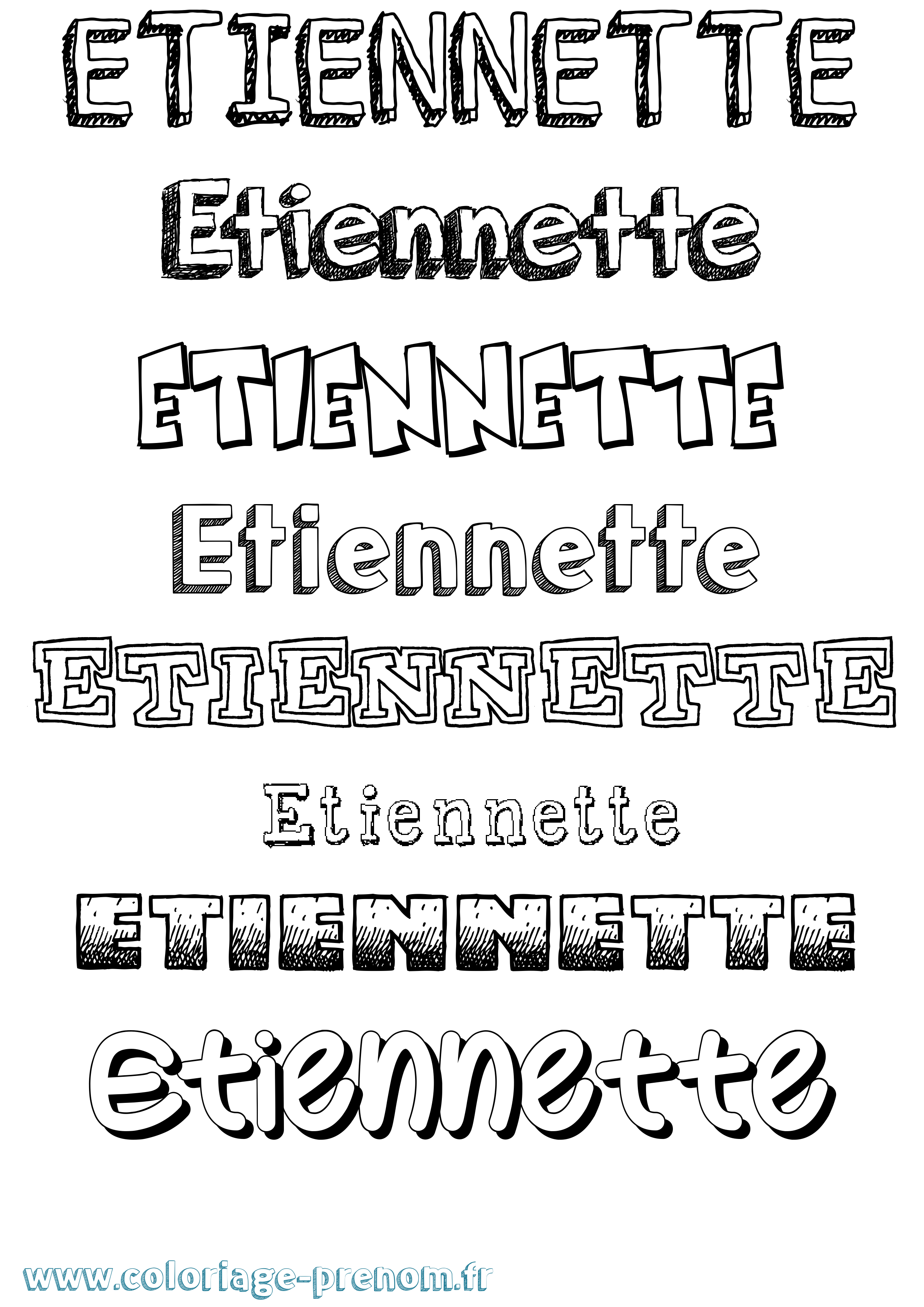 Coloriage Etiennette Dessiné Coloriage prénom Etiennette Dessiné