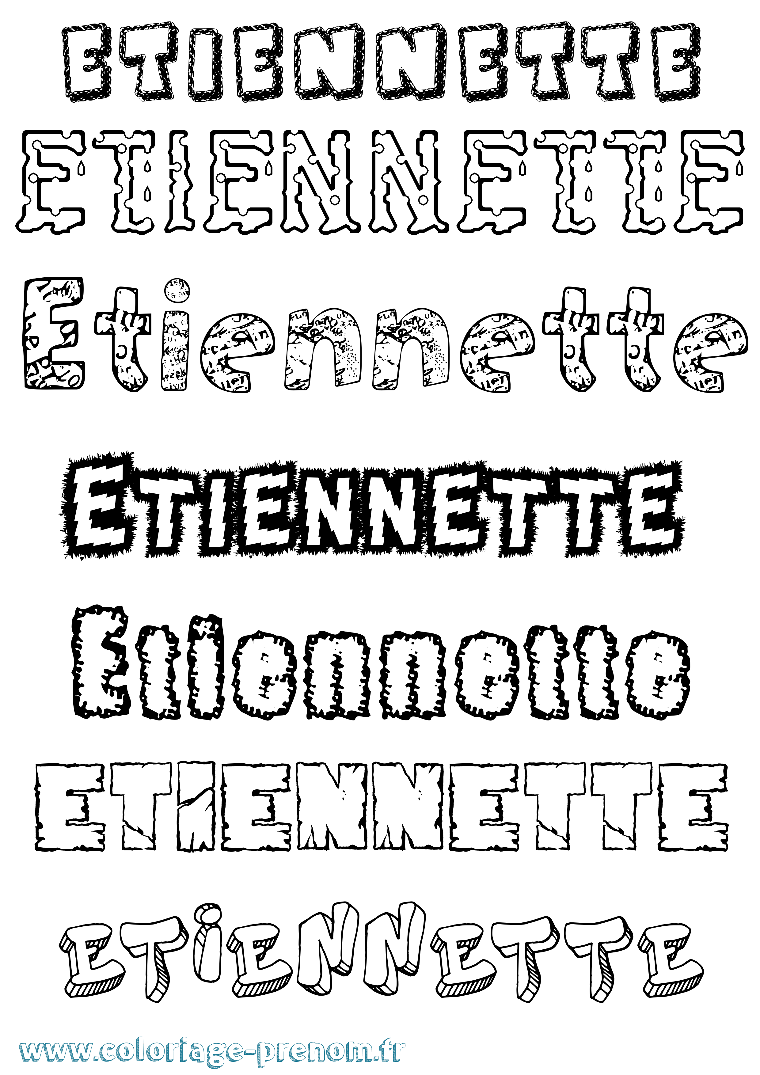 Coloriage Etiennette Destructuré Coloriage prénom Etiennette Destructuré