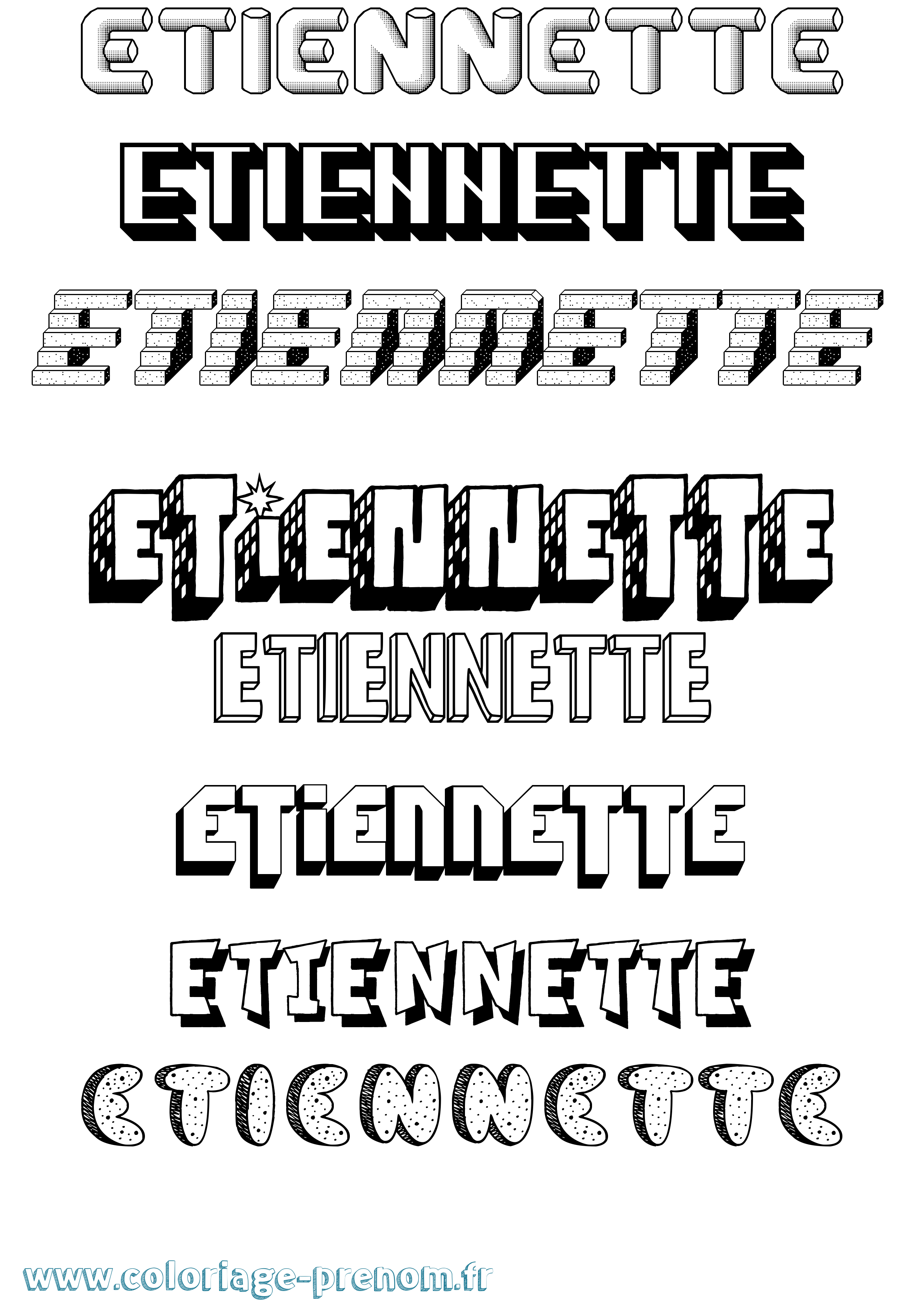 Coloriage Etiennette Effet 3D Coloriage prénom Etiennette Effet 3D
