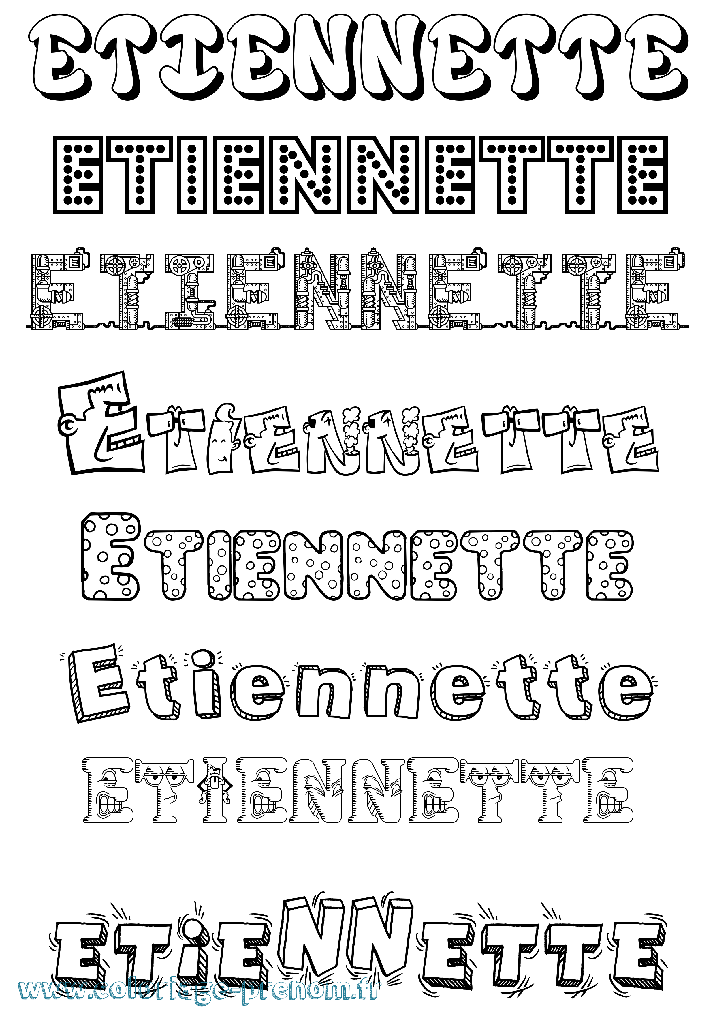 Coloriage Etiennette Fun Coloriage prénom Etiennette Fun