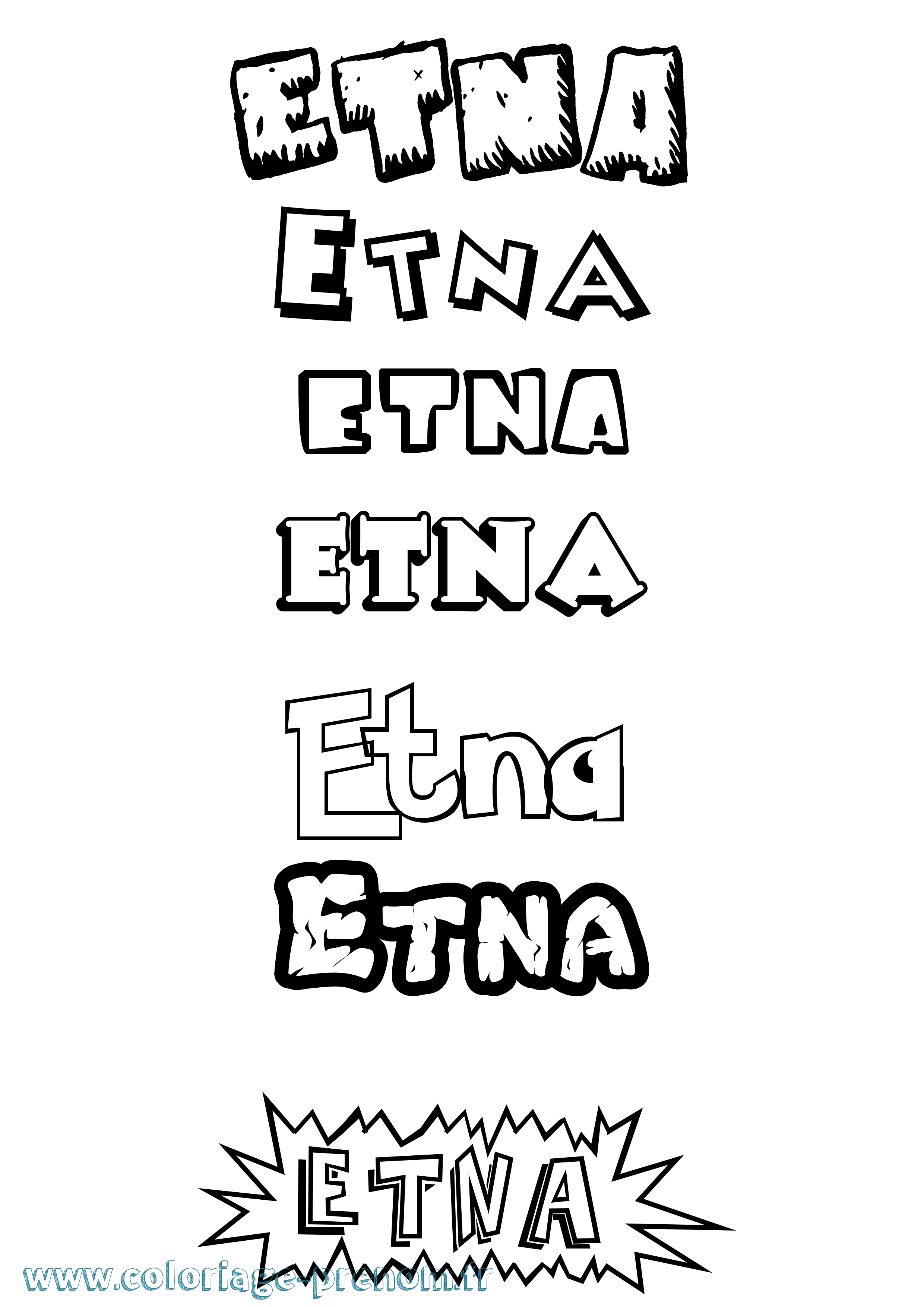 Coloriage Etna Dessin Animé Coloriage prénom Etna Dessin Animé