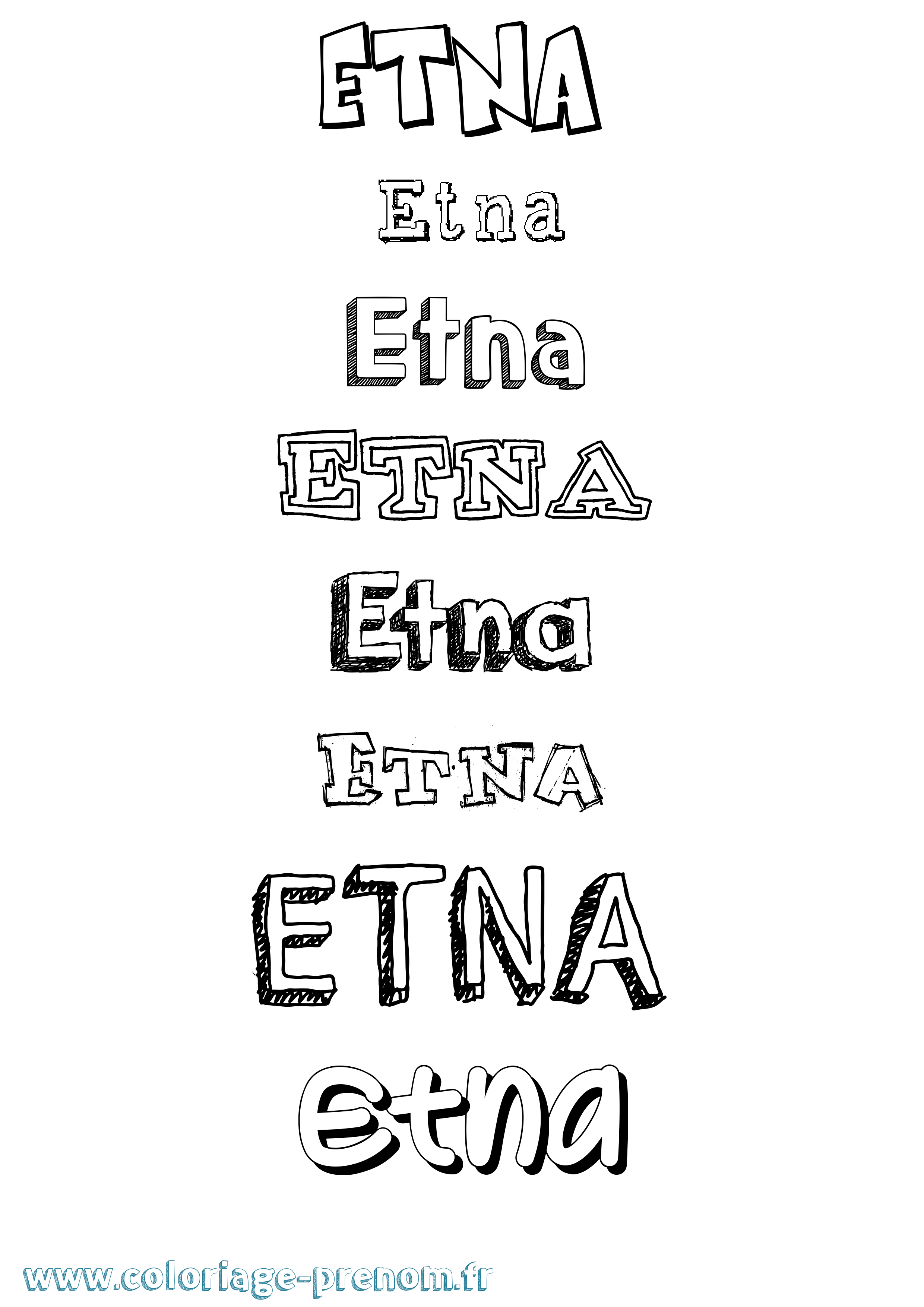 Coloriage Etna Dessiné Coloriage prénom Etna Dessiné