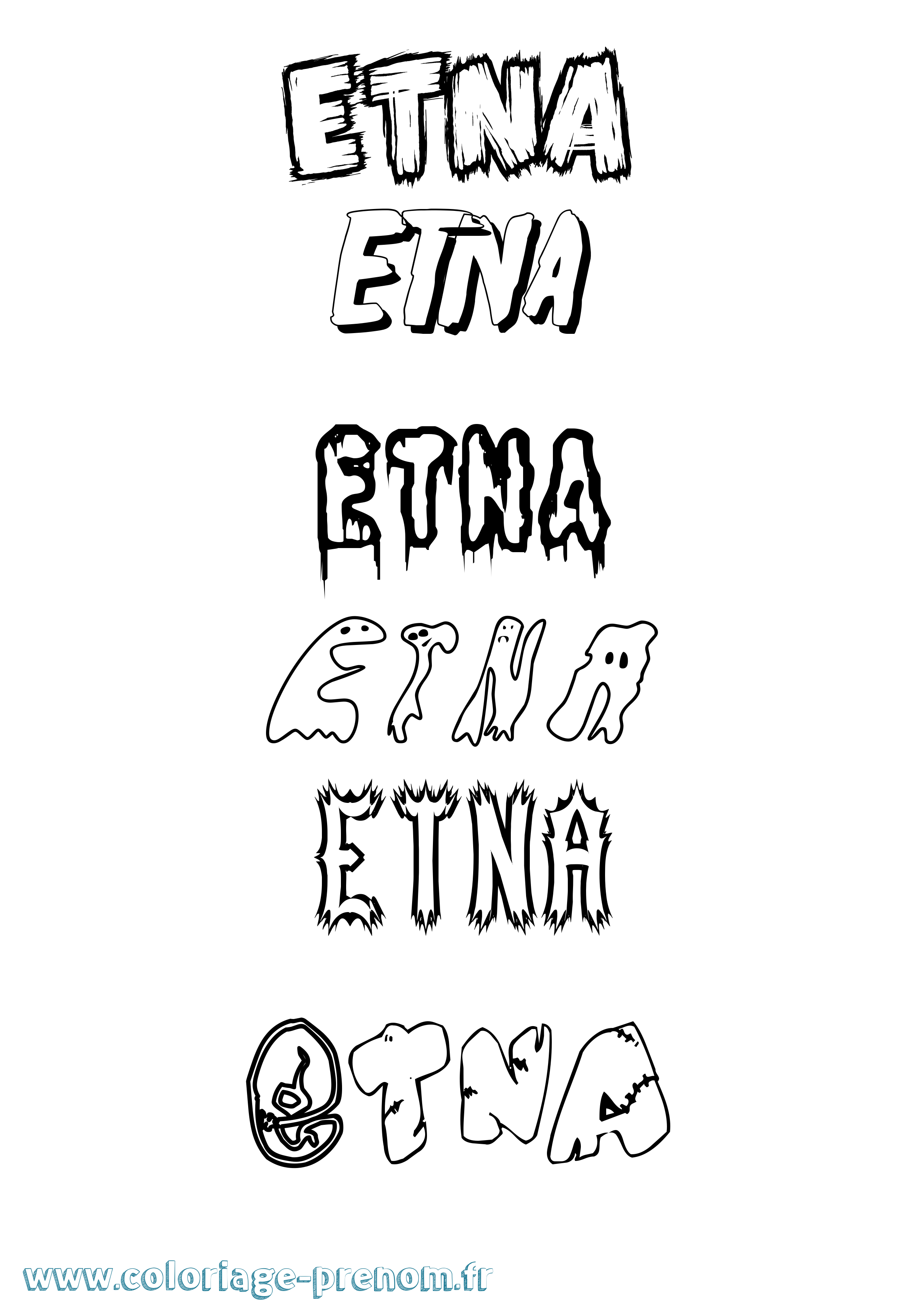 Coloriage Etna Frisson Coloriage prénom Etna Frisson