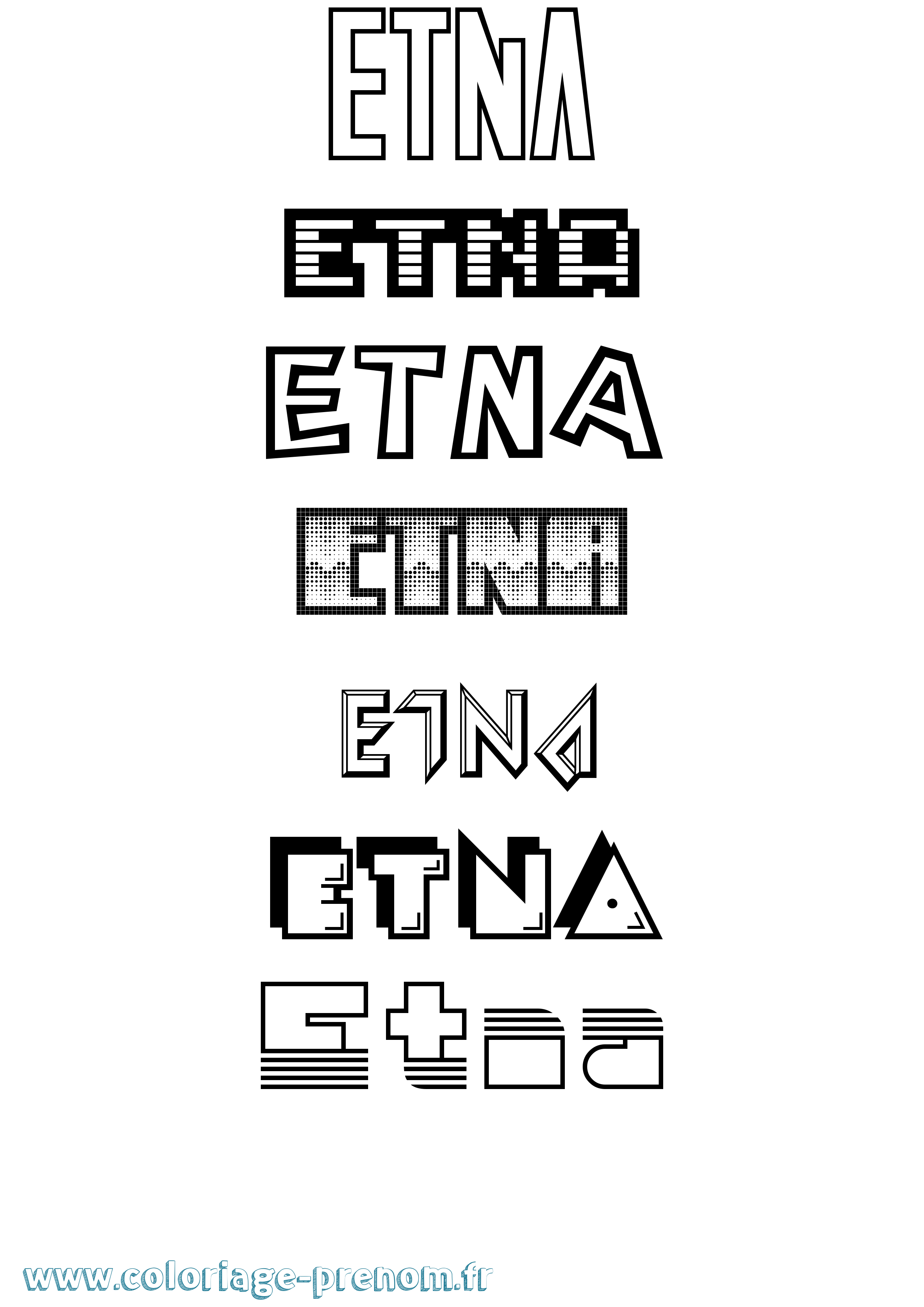Coloriage Etna Jeux Vidéos Coloriage prénom Etna Jeux Vidéos