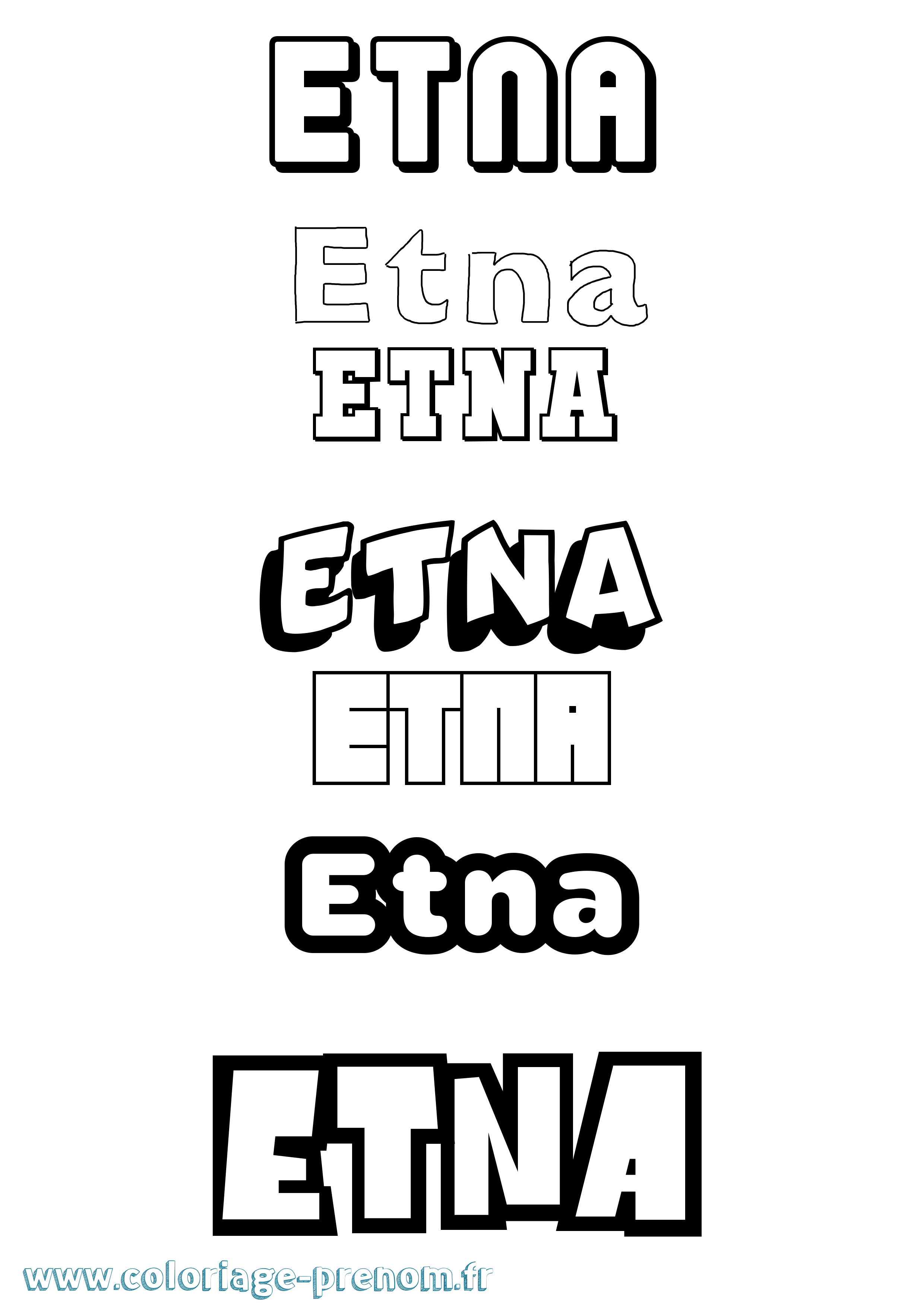 Coloriage Etna Simple Coloriage prénom Etna Simple