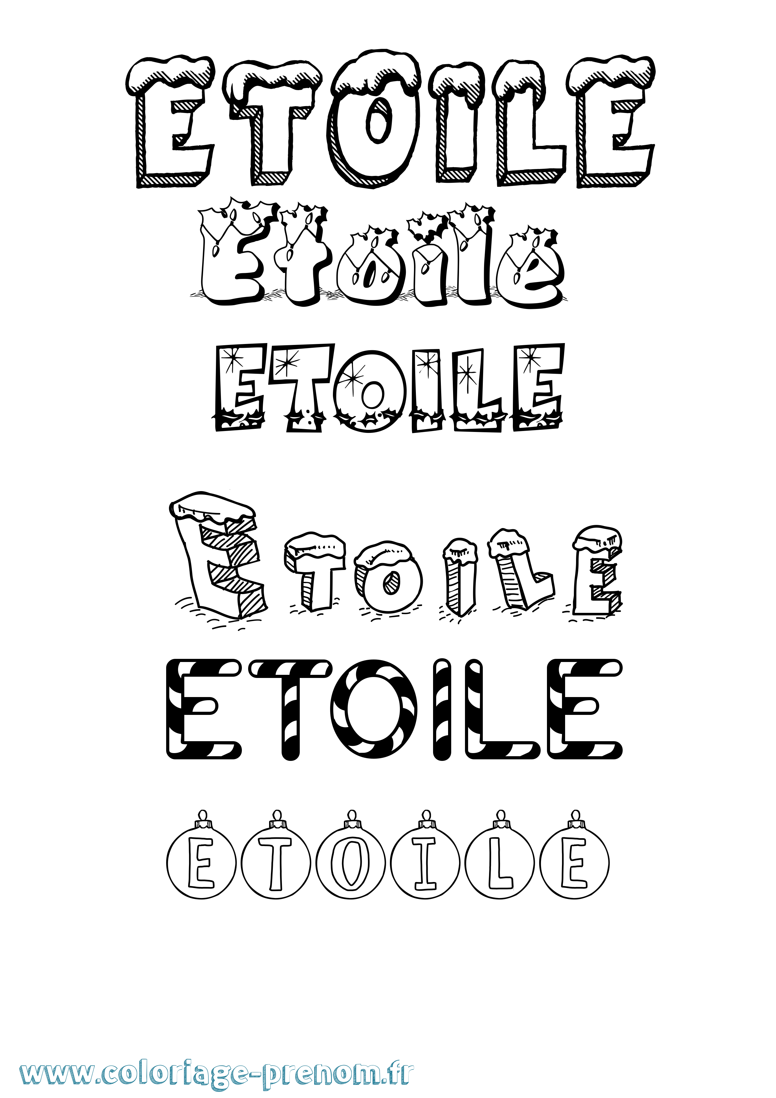 Coloriage Etoile Noël Coloriage prénom Etoile Noël