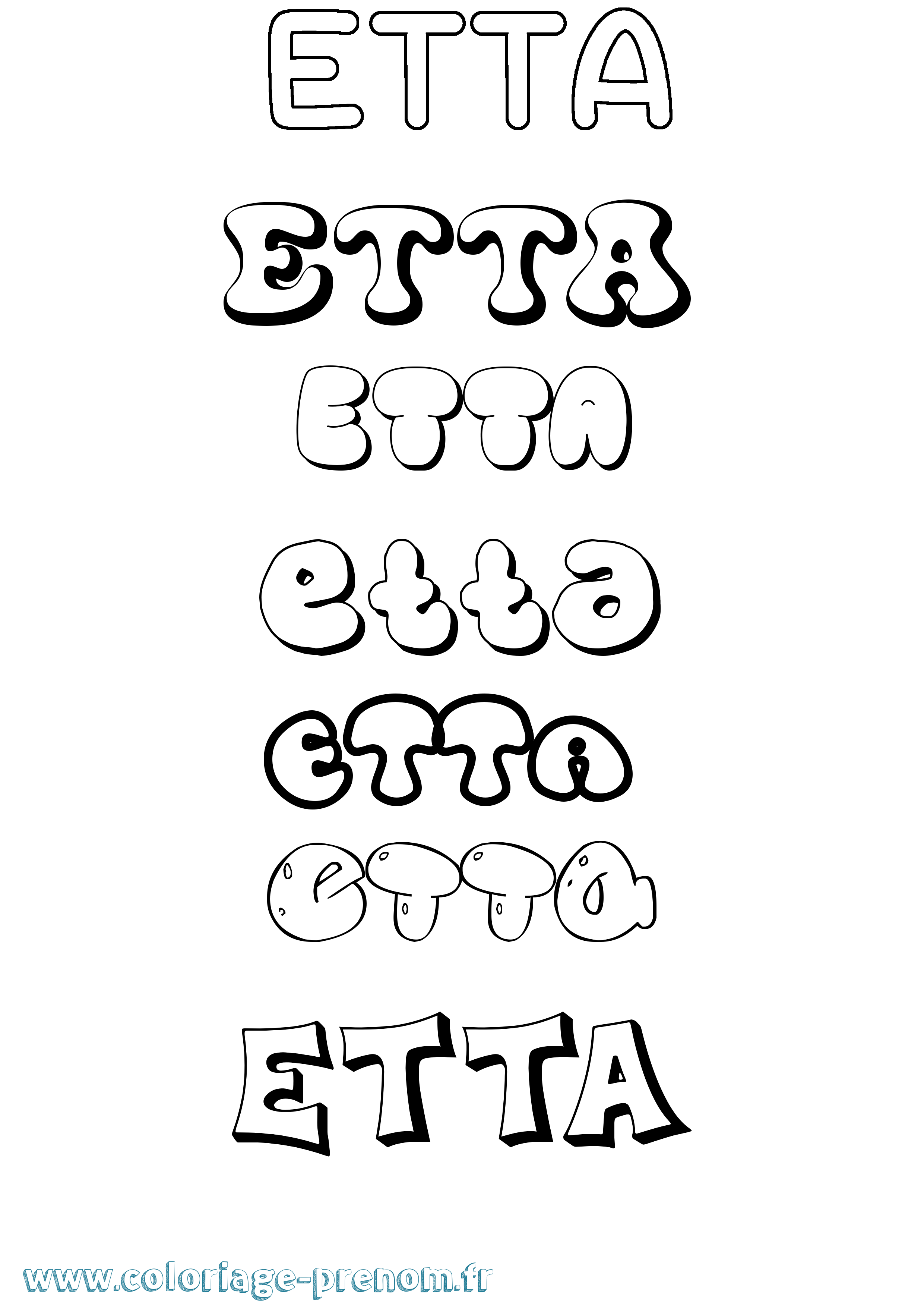 Coloriage Etta Bubble Coloriage prénom Etta Bubble