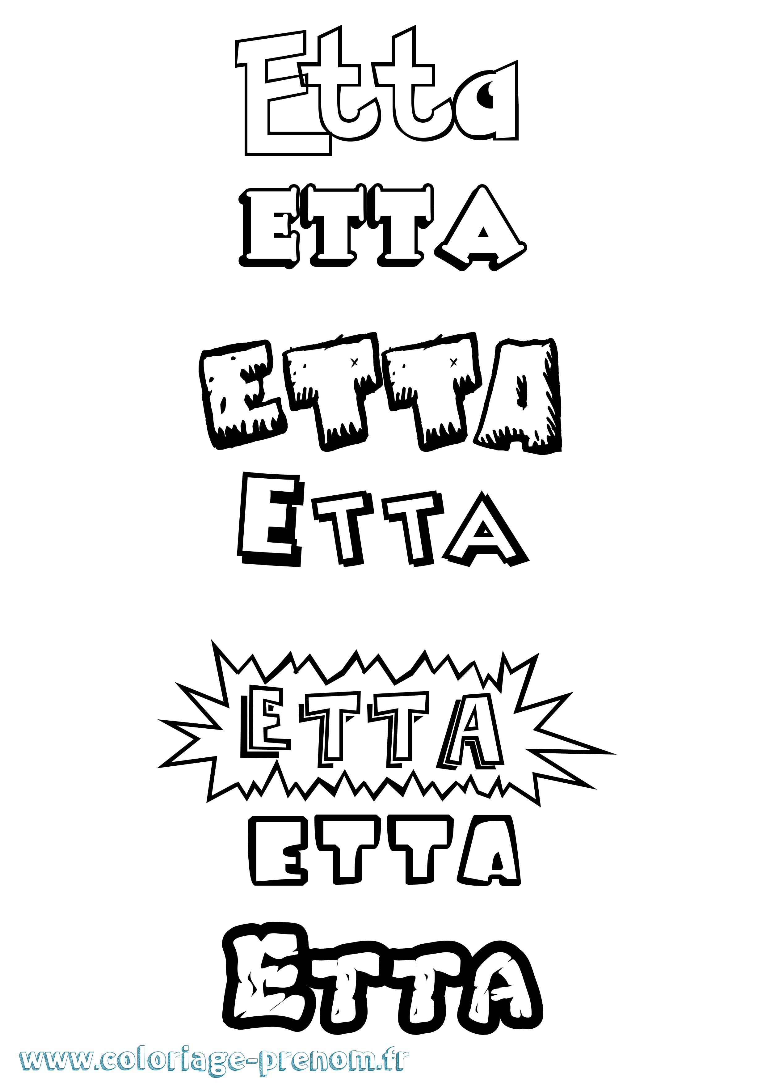 Coloriage Etta Dessin Animé Coloriage prénom Etta Dessin Animé