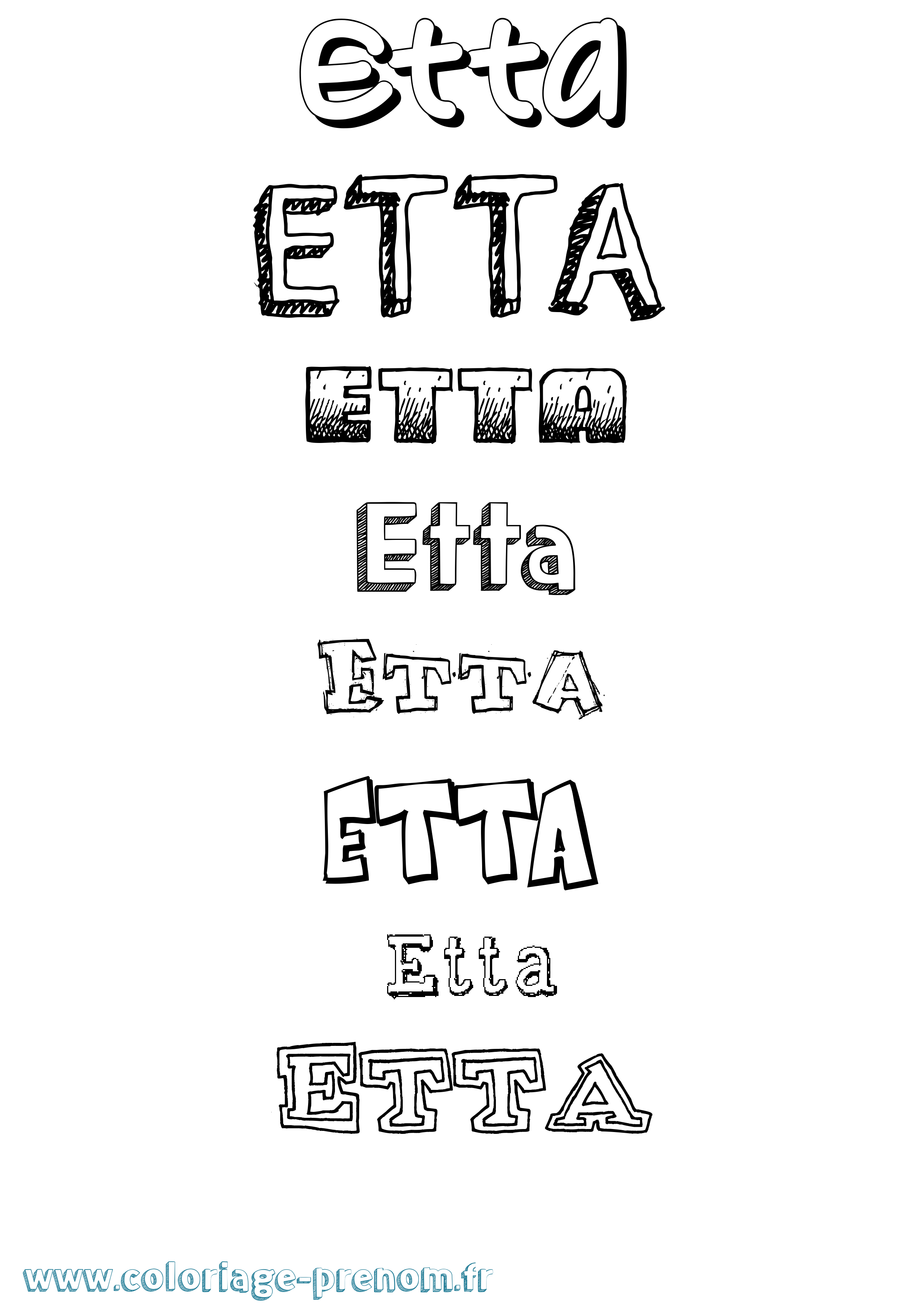 Coloriage Etta Dessiné Coloriage prénom Etta Dessiné