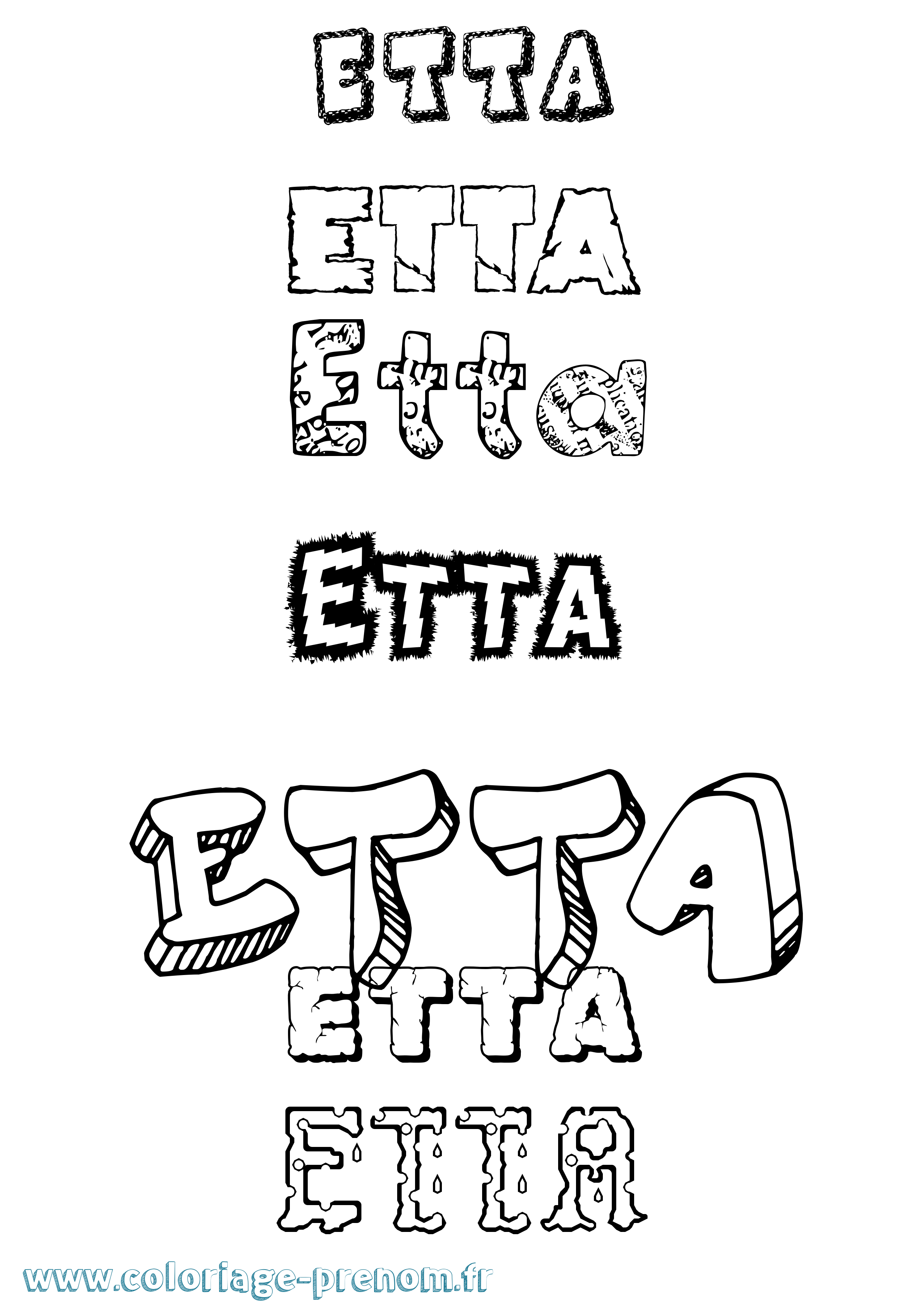 Coloriage Etta Destructuré Coloriage prénom Etta Destructuré