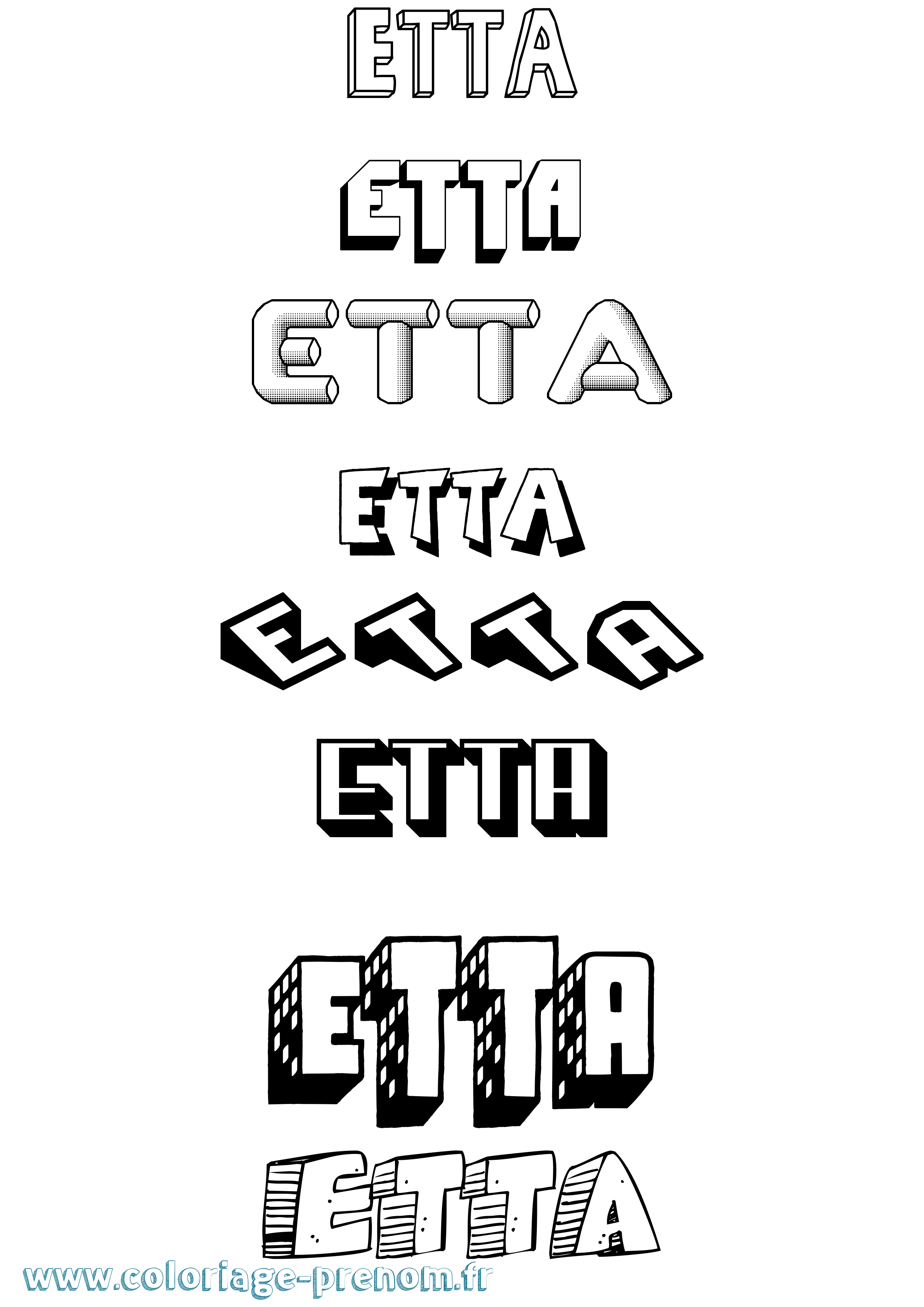 Coloriage Etta Effet 3D Coloriage prénom Etta Effet 3D