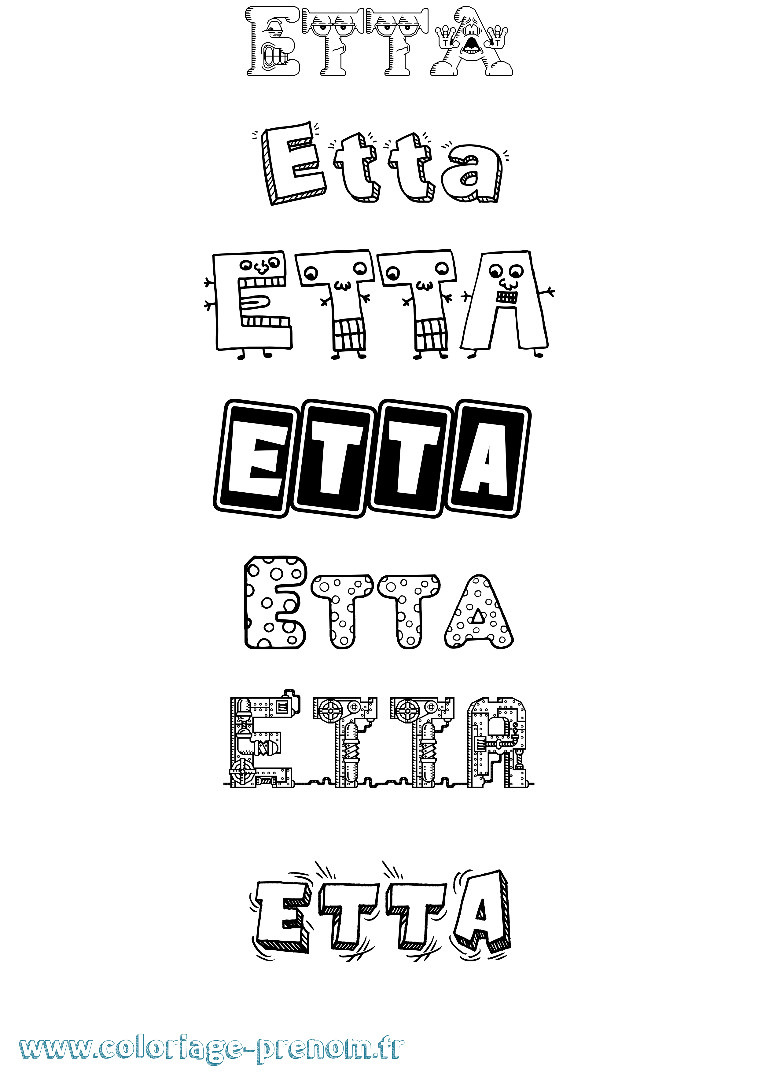 Coloriage Etta Fun Coloriage prénom Etta Fun