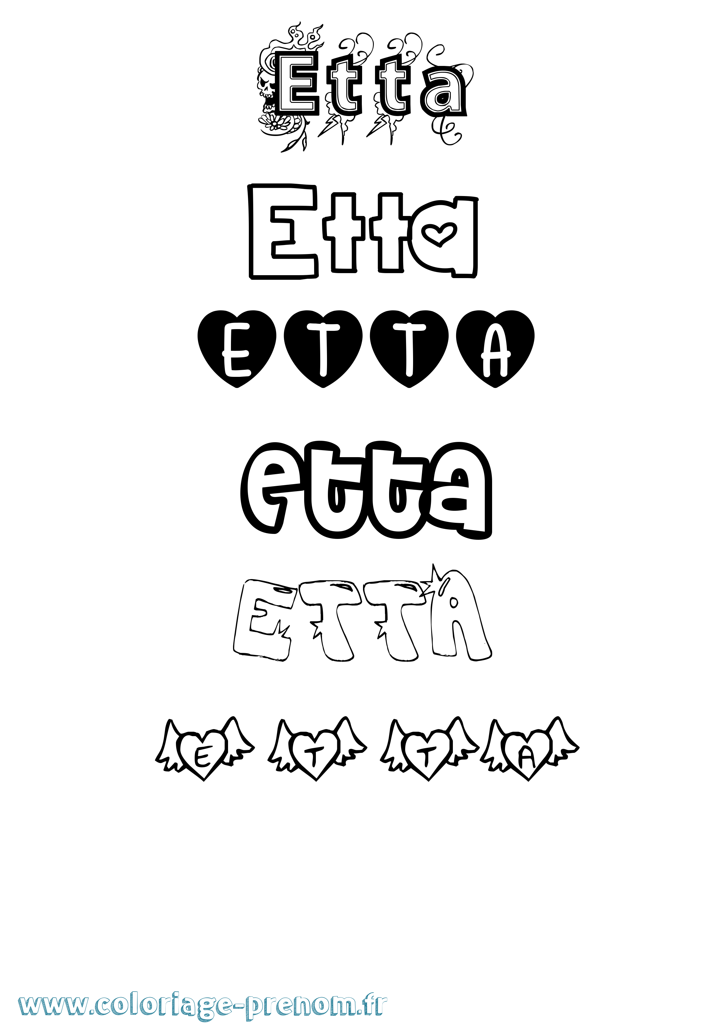 Coloriage Etta Girly Coloriage prénom Etta Girly