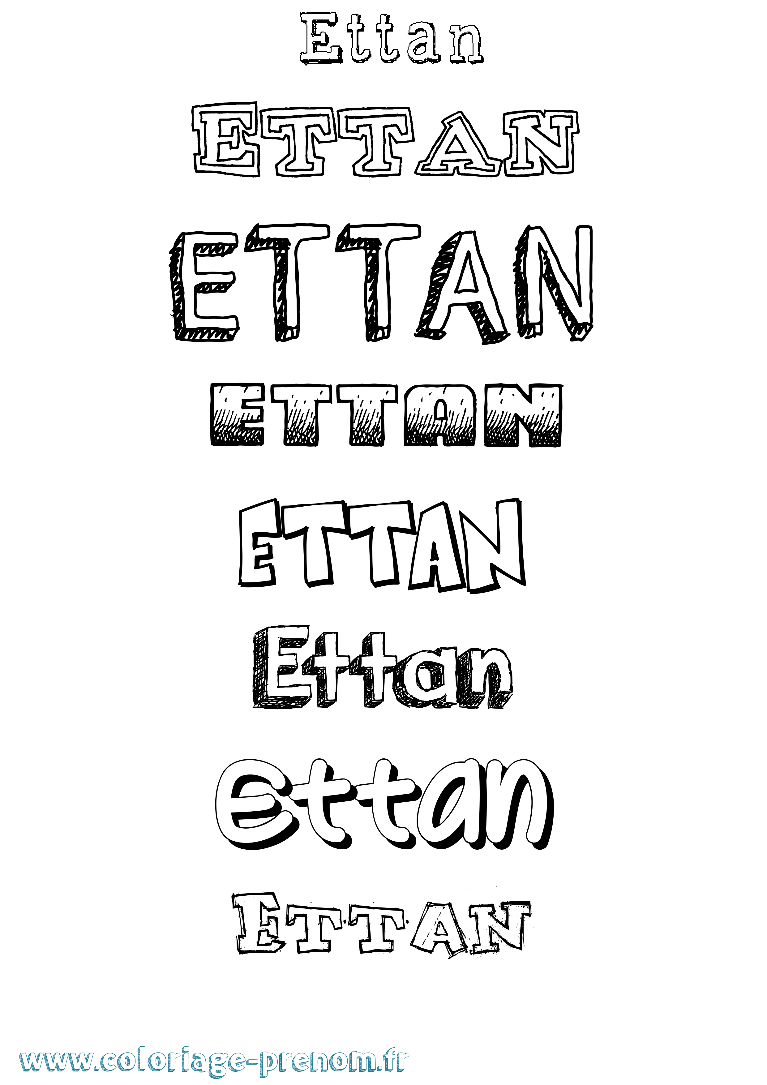 Coloriage Ettan Dessiné Coloriage prénom Ettan Dessiné