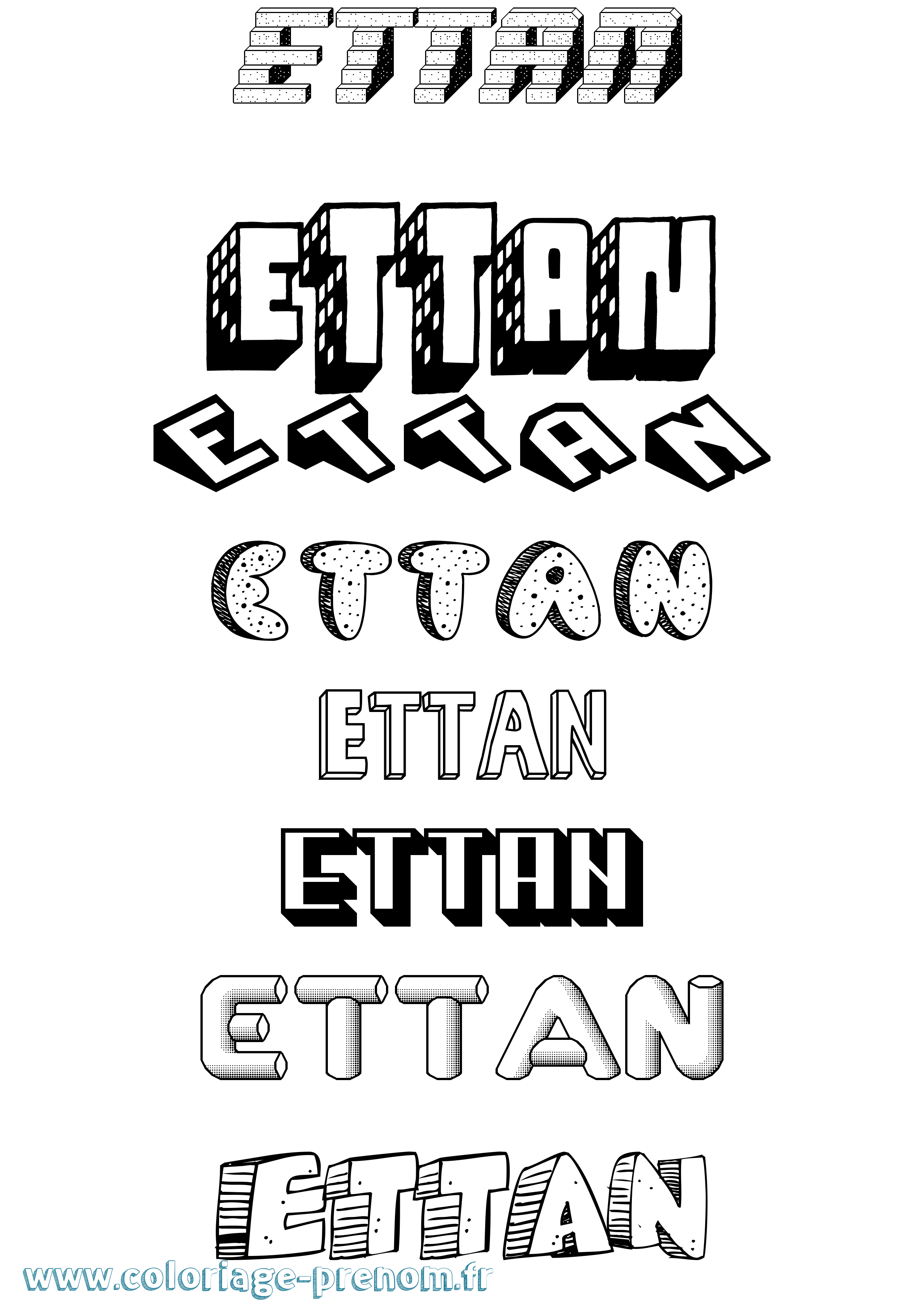 Coloriage Ettan Effet 3D Coloriage prénom Ettan Effet 3D