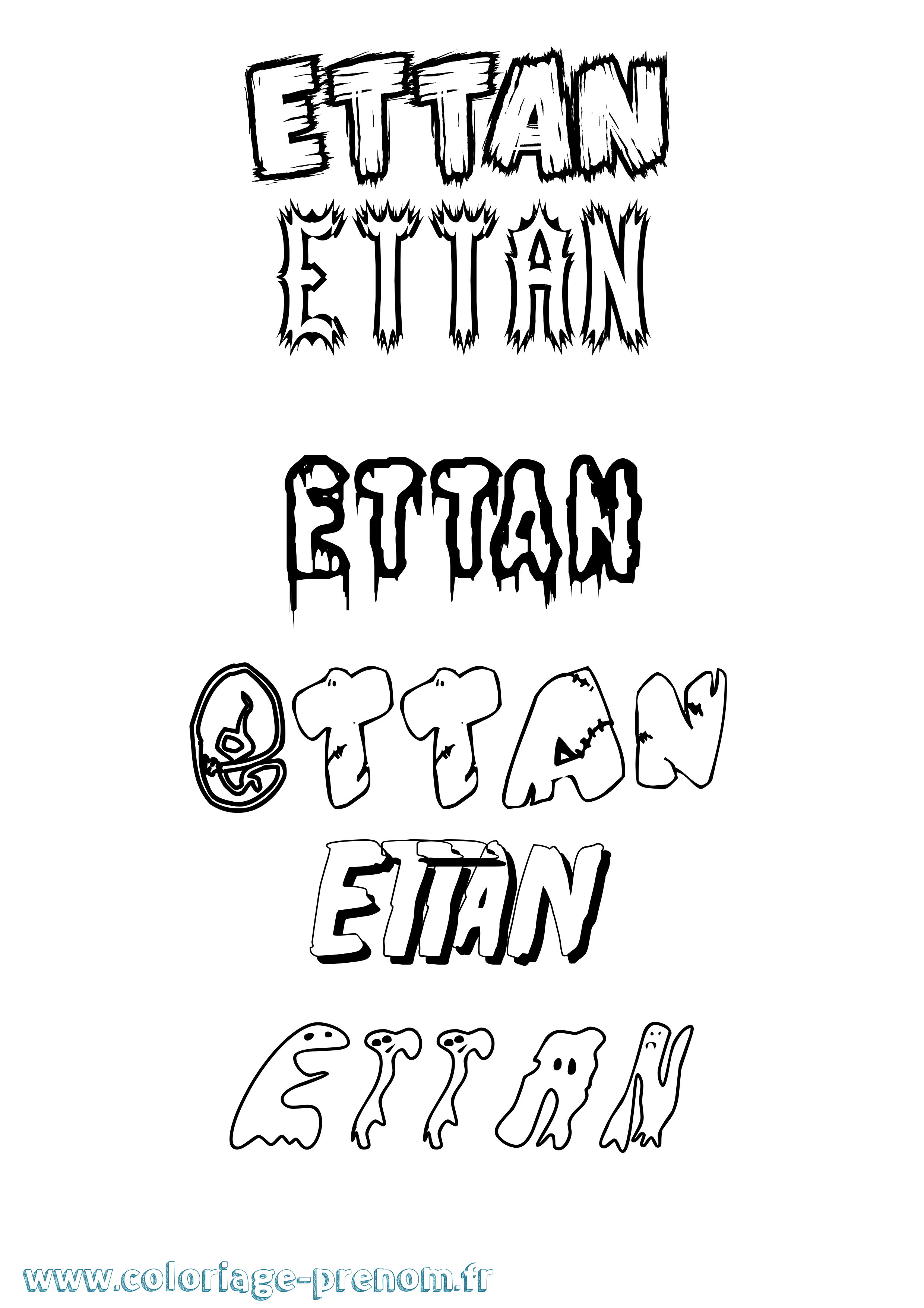 Coloriage Ettan Frisson Coloriage prénom Ettan Frisson